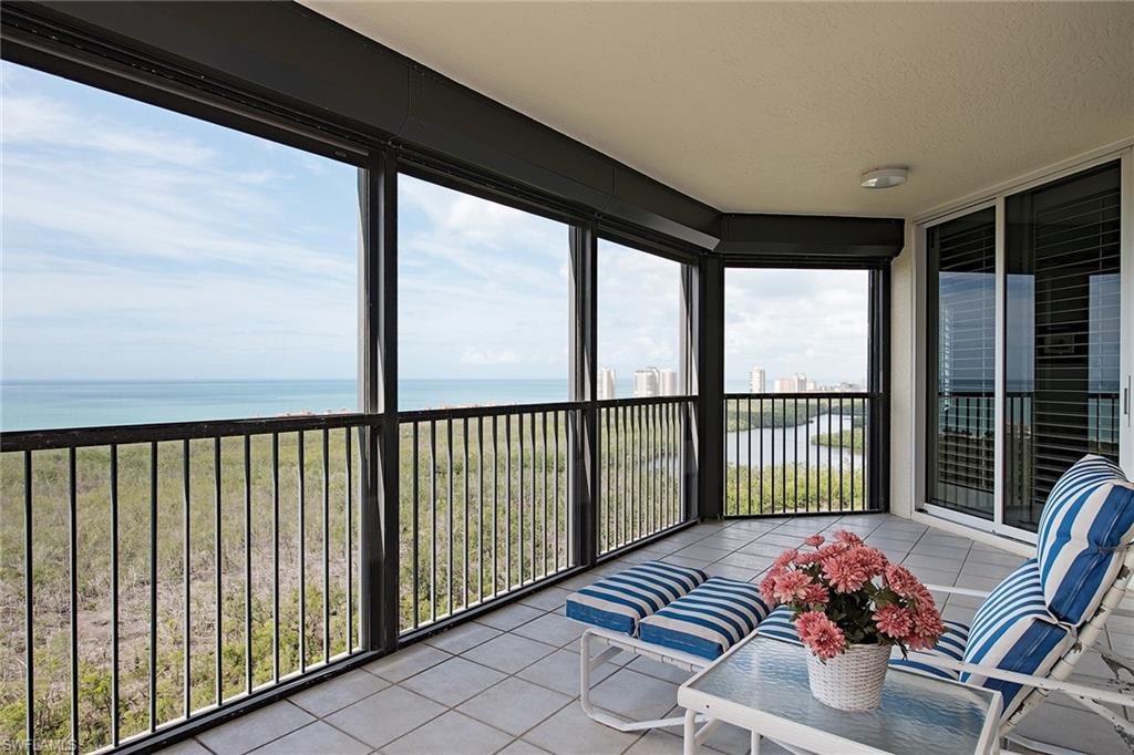 This is a truly unique residence in a one-of-a-kind luxury high rise building offering full service including dining and room service in the heart of Pelican Bay in Naples. Providing over 3,860 square feet of under air living space this 20th floor three bedrooms, four baths plus den residence comprises three large east and west terraces displaying panoramic views of the Gulf of Mexico, Pelican Bay Golf Course and Preserve. Including plenty of storage space, two deeded under building parking spaces and electric hurricane shutters, the outstanding features go on and on.