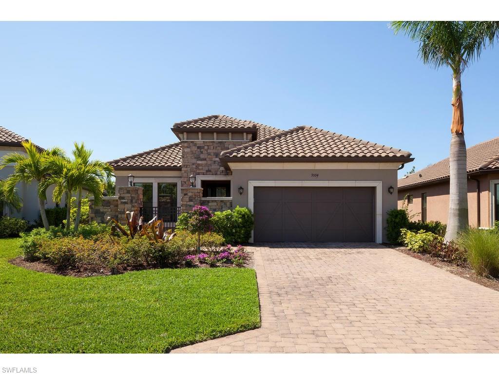 This stunning Lazio Model 3 bedroom and 3 baths, large den, with open kitchen to living room, and large sliding doors to patio, is Florida living at its best. Stepping in the front door your view is unobstructed all the way back to your pool and spa. This dramatic entryway sets the tone for the flow of this casual yet elegant home which must be seen to be to be truly appreciated. This home includes Covered Outdoor Living, Alt. Master Suite with Bay Windows, Columns dining room, Gas Fireplace-exterior, extended Garage 4’ , Interior door upgrade to 8’,kitchen island sink, laundry tub, summer kitchen-Circular, tray ceilings, additional windows in master suite. Pool and Spa.  Move in ready!