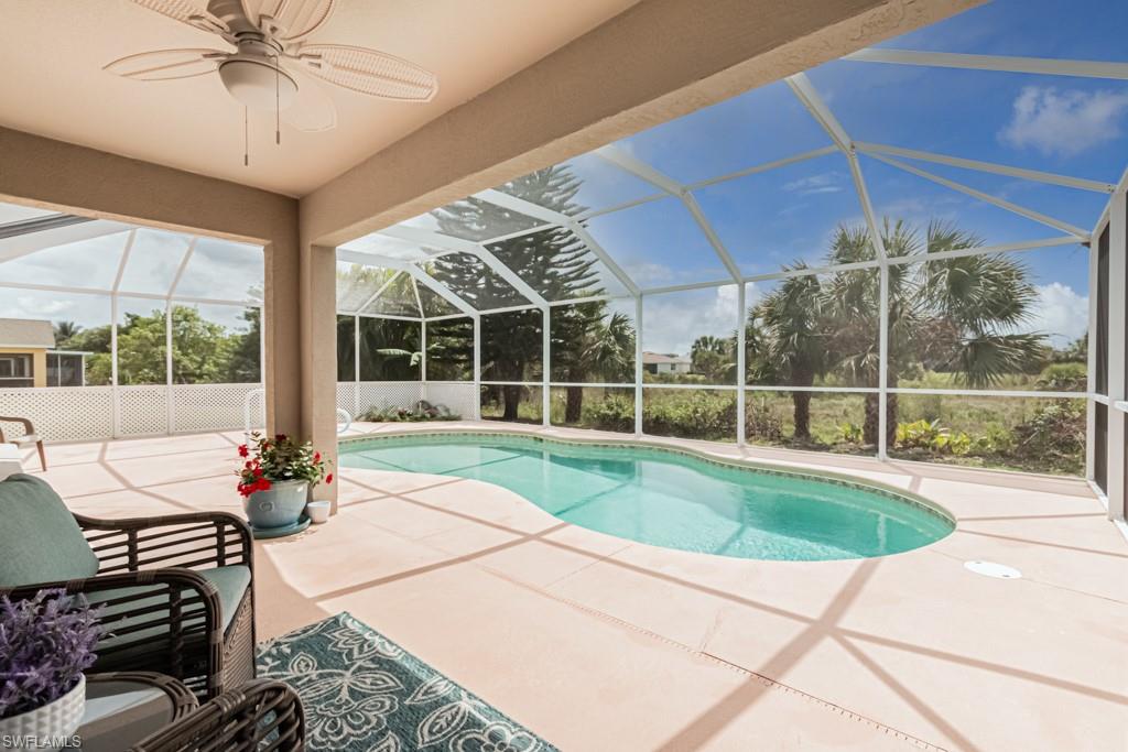 Pride of original ownership shows in this meticulously cared for 4 bedroom, 2 bath, 2 car garage, pool home in Gladiolus Preserve, a gated community. This home features High Vaulted Ceilings, Eat in Kitchen with hard surface Corian countertops, newer refrigerator, spacious primary suite with large walk in closet with bath with dual vanities, walk in shower and garden tub, office is attached to owners suite with French doors, this space would also make a great nursery!  Relax and enjoy the Florida Sunshine in the private pool or on the oversized liana which is fully screened and overlooks the preserve.  The famous beaches of Sanibel, Ft Myers Beach and Captiva are just minutes away. Gladiolus Preserve offers low HOA fees and is centrally located in South Ft Myers close to Hospitals, Restaurants, Schools, Shopping, Entertainment, Twins & Red Sox Spring Training Facilities and RSW International Airport.  Agents please read confidential remarks prior to submitting an offer.