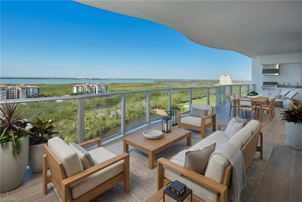 The first ever PRIVATE resort high rise offering in Southwest Florida! 
Perfect height on the 12th floor to view Gulf and Bay and enjoy sunset dining while cooking on the built-in gas grill.
Private elevator entry, Thermador appliance package in the kitchen, including gas cooking. 10'4" ceilings, all suites face west and have access to the lanai.  Ready for immediate occupancy.

Residents enjoy a rooftop sunset terrace, pickleball courts, beach-entry pool, poolside café with food and bar service, dedicated lap lanes, fire pit lounge areas, elevated hot and cold plunge pools, par-3 putting course, day cabanas, bocce lawns, yoga lawn, dog park, social rooms, fitness center, movie theater, game room, and guest suites for visiting family and friends.  24 hour front desk service.  Private 2-car garage.

Living at the Colony provides a host of additional amenities including access to the private waterfront Bay Club featuring two levels of dining and access to Pelican Landings private 34-acre island beach and pavilion, tennis, pickle ball, bocce, sailing, canoe/kayaking…the list goes on! A couple of miles to shopping and dining and a quick trip to the airport.