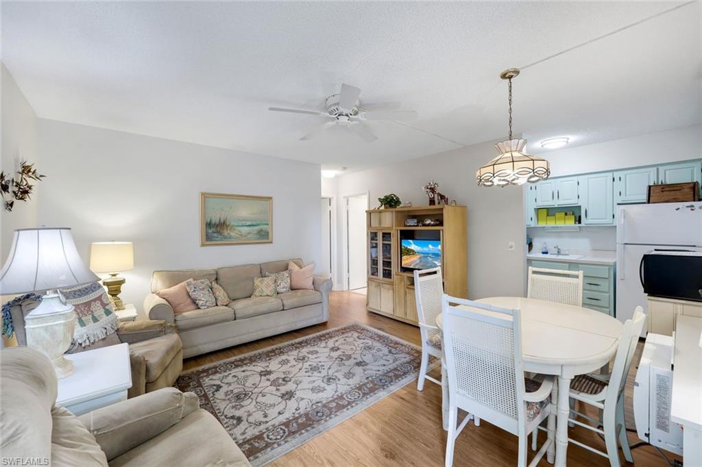 This one-bedroom, one-bath coastal retreat is just blocks from Marco Island's Residents' Beach. The turnkey first-floor condo features tile flooring, a bright living area, and an open kitchen. The bedroom includes two twin beds. Southwinds offers a heated pool, BBQ area, community room, and assigned parking. Enjoy nearby dining options like Doreen's Cup of Joe and Joey's Pizza. This condo is ideal for a vacation spot, investment, or year-round living with beach access. Experience the vibrant island lifestyle and the perfect escape in Southwest Florida. Don't miss the chance to own a piece of paradise!