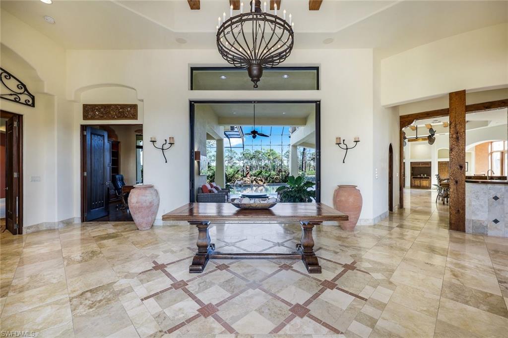 This exceptional family home was constructed in 2002 to the highest standard with numerous hand-crafted elements, it was featured in a design magazine.  The first floor comprises a free-flowing floor plan which incorporates the kitchen, family room, dining room,den, spacious entry hall .  
The kitchen has been extensively renovated including appliances by Wolff – two full ovens, and steam oven and microwave. The large island has a butcher block countertop. Further first floor accommodation comprises a study, cloakroom,principal bedroom with en-suite bathroom and sitting area, and three guest bedrooms with bathrooms. 
There is also a spacious second floor suite, with bathroom, provision for a kitchenette, and a large terrace. 
The first-floor accommodation connects seamlessly though large pocketing sliders to a magnificent outdoor area. Covered areas include the summer kitchen, dining area with fireplace, and sitting area with TV. The well-designed pool and hot tub are surrounded by attractive landscaping. The owners have maintained this special home with great care. The roof was new in 2023, two water heaters are from 2023, and the three A/C units are from 2022. A generator installed in 2023 has the capacity to power the whole house. For Bonita Bay Community visit www.bonitabayresidents.com Bonita Bay Country Club visit -www.bonitabayclub.net
Enclosed virtual tour included 3 D walkthrough the home.