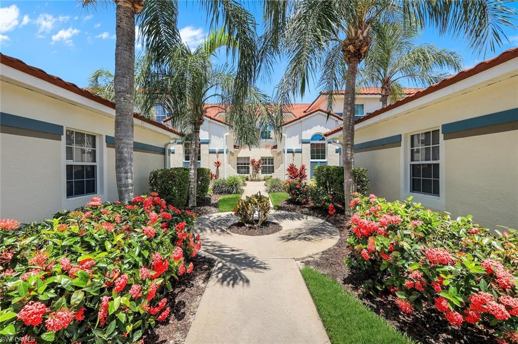 Incredible opportunity for buyers! This beautifully updated and meticulously maintained first-floor, 2-bedroom, 2-bath condo offered TURNKEY in the highly desirable Lighthouse Bay offers the convenience of no stairs and is perfectly situated on a rear east-facing lot with peaceful lake and fountain views. The open-concept floor plan features a neutral color palette, tile flooring throughout the main living areas, and carpet in both bedrooms. The spacious kitchen is appointed with granite countertops, a tile backsplash, soft-close cabinetry, and a convenient booth-style breakfast nook with built-in storage. Designed for comfortable living and effortless entertaining, the living room flows seamlessly into the dining area and sunroom, creating a bright, inviting space filled with natural light during the day and beautiful illuminated fountain views at night. The primary suite features newer carpet, private access to the Florida room/lanai, two closets—including a walk-in closet—and a recently remodeled en-suite bath with an upgraded dual vanity offering additional storage and a beautifully updated walk-in shower. Additional updates include a 2023 energy-efficient A/C system and water heater, helping to keep electric bills exceptionally low. The lanai has been enclosed with impact-resistant sliding glass doors, creating additional year-round living space that can be enjoyed 365 days of the year. You can rest easy with the added protection of stone-coated steel roofs installed community-wide in 2020. Located within the gated community of Lighthouse Bay, residents enjoy exceptional resort-style living with access to five swimming pools, including a lap pool, 2.5 miles of scenic walking and jogging paths, tennis courts with a pro on staff, a robust bocce program, two boat houses, a fitness center, sauna, clubhouse, library, and an Arts & Learning Center. As an added bonus, a Bronze Membership to the Brooks Commons Club is included, granting access to a private restaurant, enrichment center, pickleball, and vibrant social programs. Gold Memberships are available for upgrade, providing access to The Commons Club Private Beach with chaise lounges, umbrellas, an ice/water dispenser, conveniently located restrooms, and Beach Parking Reservations during the construction of the new club. Ideally located just minutes from Coconut Point Mall, dining, entertainment, Southwest Florida International Airport, and pristine Gulf beaches, this home offers the perfect blend of comfort, convenience, and the Florida lifestyle!