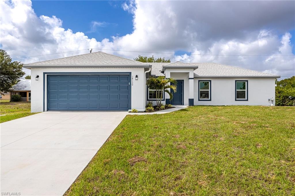 Why wait to build when you can move right into this stunning brand-new home offering modern finishes, impact windows, and the freedom of Buckingham living? Welcome to 14130 Roof St in Fort Myers, the Newport model by Derby Homes of SWFL. This thoughtfully designed home features modern finishes, impact windows, and an open layout that makes everyday living easy. Located in the growing Buckingham area, it offers the perfect combination of contemporary style, functional living space, and the freedom that comes with country living.

From the moment you pull up to the property, you'll notice the fresh exterior, clean lines, and oversized driveway that give this home great curb appeal. Inside you'll be welcomed by soaring vaulted ceilings and an open layout that feels bright, spacious, and inviting. Large designer tile flooring flows throughout the entire home, adding a modern touch while being easy to maintain and perfect for everyday Florida living.

The kitchen features white shaker cabinets, stainless steel appliances, modern fixtures, recessed lighting, and plenty of counter space. A large center island provides the perfect spot for meal prep, entertaining, or casual meals. The kitchen flows seamlessly into the dining area and spacious family room, creating the open and functional layout today's buyers are looking for. Whether you're hosting friends, gathering with family, or simply enjoying everyday life, this space was designed to make it easy.

The primary suite features two walk-in closets and an ensuite bathroom with dual vanities and a tiled walk-in shower. The additional bedrooms are thoughtfully positioned for privacy, while the guest bathroom offers the same modern finishes carried throughout the home. The versatile fourth bedroom can serve as a home office, nursery, guest room, hobby space, or additional bedroom to fit your needs.

Built with quality and comfort in mind, this move-in-ready home also includes impact resistant windows and doors for added storm protection, energy efficiency, and insurance savings. Step outside to the covered lanai overlooking the spacious backyard with plenty of room to create your dream outdoor oasis with a custom pool, spa, fire-pit, or entertaining area.

You're sure to enjoy being just a short drive from shopping, dining, schools, parks, I-75, and Southwest Florida International Airport. Whether you're searching for your first home, a seasonal getaway, an investment property, or simply want the benefits of a brand new home without the wait, this property offers modern finishes, quality construction, and plenty of room to make it your own. Schedule your showing today! (Some photos have been virtually staged).