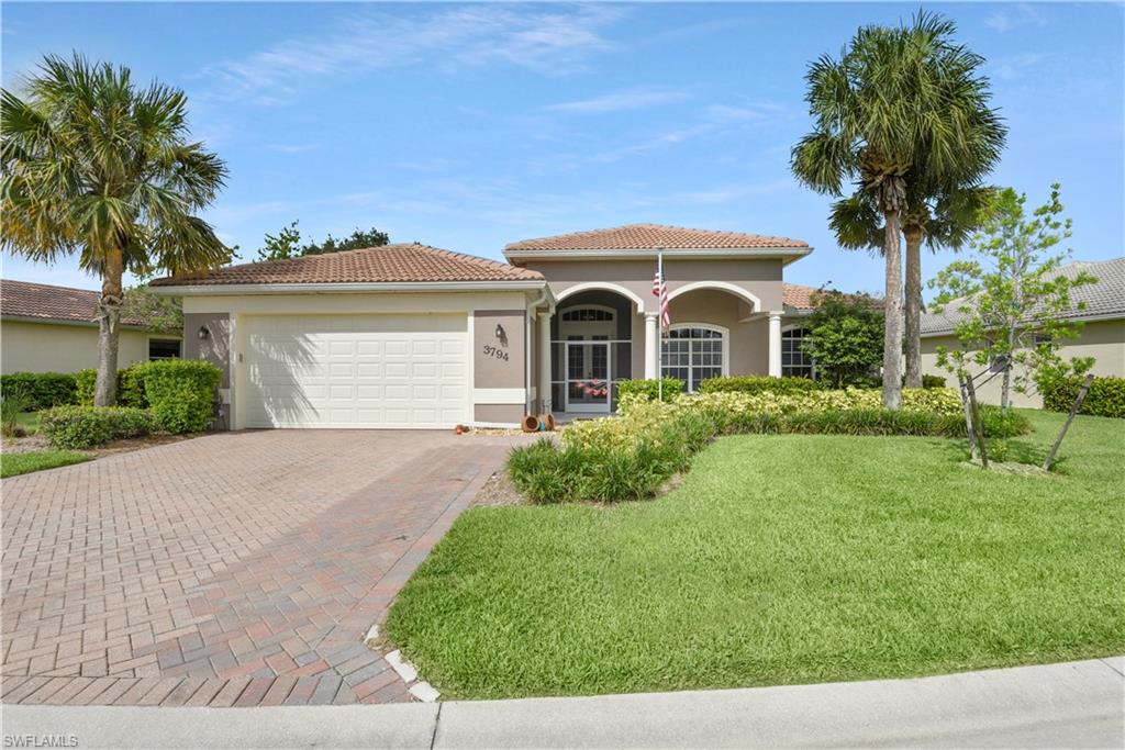 Lakefront home in sought after Forest Park Gated Community! This single family home offers 3 bedrooms + den in a great room design and split bedroom floor plan w/ a door closing off the entire guest wing from the main living area. Wonderful open concept living w/ large tile flooring, screened front entry, volume ceilings, bay window detail in breakfast nook, recessed lighting, custom blinds on sliders systems (master suite & great room), spacious kitchen w/ lots of cabinet space & pantry, and a den set off of the foyer w/ French door entry.  You will love spending time in the SWFL sun on the extended lanai that offers a long under truss area with enough room for an outdoor dining set & lounging chairs. Newer AC, replaced 2016, newer Hot water Heater, replaced 2014.  This home features over $40K in upgrades plus lot premium, come make this your own.  Forest Park is a small gated neighborhood that has a clubhouse, community pool, game room, billiard room and fitness center. Convenient Naples location close to shopping, dining, restaurants and famous Naples beaches.