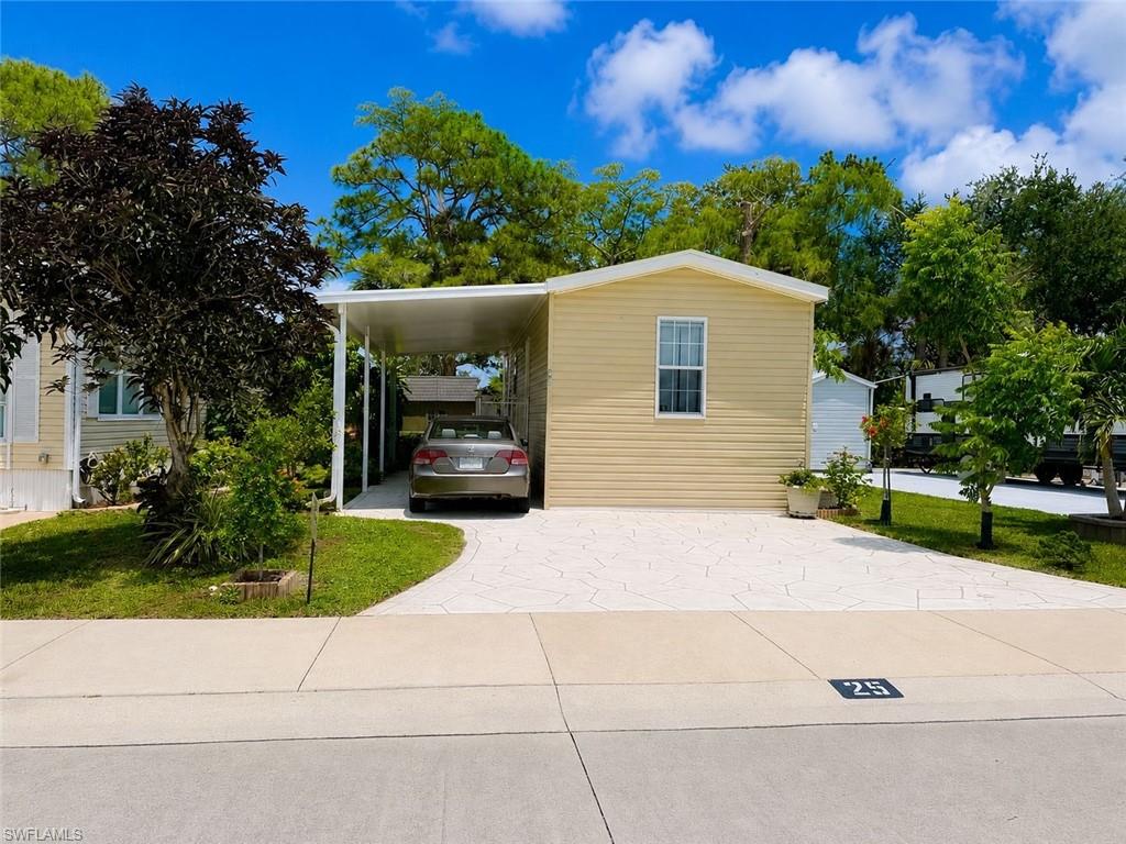 Welcome to 25 Bass Ln, Naples, FL 34114, located in a desirable 55+ community offering a relaxed and active Florida lifestyle! This charming property features a comfortable layout with plenty of natural light and is perfect for seasonal or year-round living. The home includes a recently added carport valued at approximately $10,000, providing excellent covered parking and added convenience. Enjoy the outdoor shed that houses the washer and dryer, creating additional interior space and functionality. Step outside to a beautiful patio area, perfect for relaxing, entertaining, or enjoying the Florida sunshine. Residents enjoy a peaceful atmosphere along with community amenities and social activities designed for active adults. Conveniently located near shopping, dining, golf courses, boating, and Naples’ beautiful beaches. A wonderful opportunity to enjoy affordable living in sunny Southwest Florida!