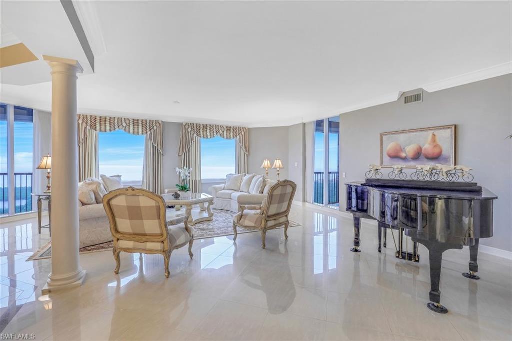 RARELY AVAILABLE PENTHOUSE!   It does not get better than this.  Both sunset and sunrise year  round from this preferred southwest corner of the Coronado.  Three bedrooms plus a large spacious den/office ,three ensuite  baths plus powder room   At the front door you enter into a spacious great room where  your eye goes to the spectacular view of the Gulf of Mexico.  Being offered turnkey furnished, two parking spaces in the underground garage, two guest suites, fitness and social room ,bike storage,  This penthouse comes with a large air conditioned storage room.  Coronado has 24/7 security 365 days a year BE SURE TO CLICK ON THE VIDEO to fully appreciate this wonderful home in the sky!