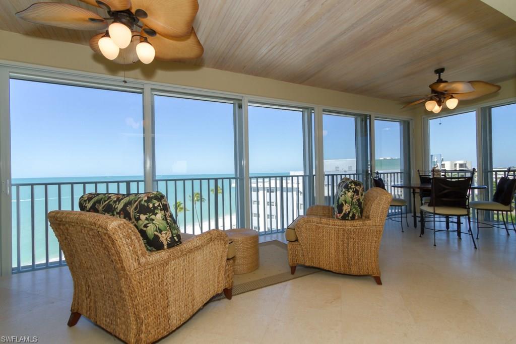 8th Floor of The Westgate is a prime location for all sunsets. This beautiful home has been updated with Travertine flooring, updated bathrooms (the Master Bathroom was totally redone as was the 2nd guest bath). An expansive Living Room overlooks the lanai and there is a separate formal Dining Room with tray ceiling, soft lighting and a balcony to relax and enjoy the serenity of your new home. Other features include double-door entry to the home, spectacular views of the Gulf of Mexico from your lanai complete with Travertine flooring, new Hurricane pocket-sliding doors, lovely wood ceiling and electric storm shutters.  With only three units per floor, Westgate offers privacy and wonderful amenities.  The entire pool area and clubhouse have been renovated, featuring a salt water, negative-edge pool. A great fitness center, BBQ area and there is extra storage for bicycles and kayaks.