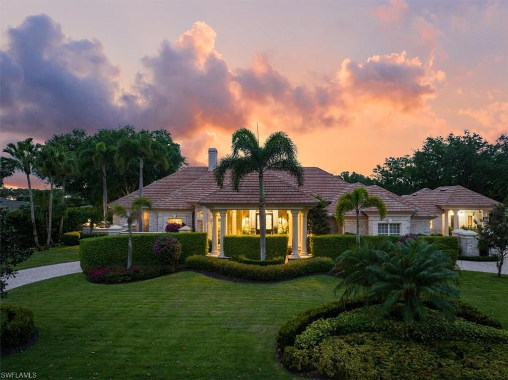 TRANSFERABLE GOLF MEMBERSHIP IMMEDIATELY AVAILABLE with this inviting estate home on almost an acre of land with sunny golf views. Upon entering the grand foyer you are immediately captured by the living room graced with a beautiful fireplace and adjacent formal dining room. The spacious home office offers custom built-ins to display your treasures and the floor plan invites at every turn. You are going to love entertaining in this home with a large kitchen offering stainless steel appliances, a large prep island and separate island with bar stool seating and a butler's pantry for even more storage and prep space. The family room with fireplace and zero corner sliders leading into the lanai is conveniently located just off the kitchen so for optimal entertaining. The three en suite bedrooms are tucked into a wing by themselves for privacy and the luxurious primary suite features a separate flex room surrounded by windows, double walk-in closets and an inviting wet bar/coffee bar. The spa-inspired primary bath features an oversized soaking tub, masterful shower and atmosphere of pure relaxation. The amazing lanai with expansive views of the 9th hole of the lakes course features a completely renovated pool with updated tiling and integrated spa. There is bathroom access directly from the pool area for maximum convenience. This home also features an enormous casita ready for your choice of uses be it a 5th guest suite, fitness area or media space. It is complete with a full kitchen and bath plus infrared sauna! The home features so many updates and upgrades including a full house generator, surround sound, 1000-gallon LP tank, 4 AC units (3 replaced in 2021), separate golf cart garage off the back of the casita with direct access to the golf course, pocket sliding doors to the lanai, two working chimneys but electric fireplaces now installed, 4 water heaters and gorgeous lighting throughout. Roof new in 2015 is equipped with comprehensive hurricane protection and lightning protection. The last 11 pictures are virtual renderings. Quail West offers an amenity rich lifestyle and is close to sandy gulf beaches, shopping, dining, arts destinations, nature and more.