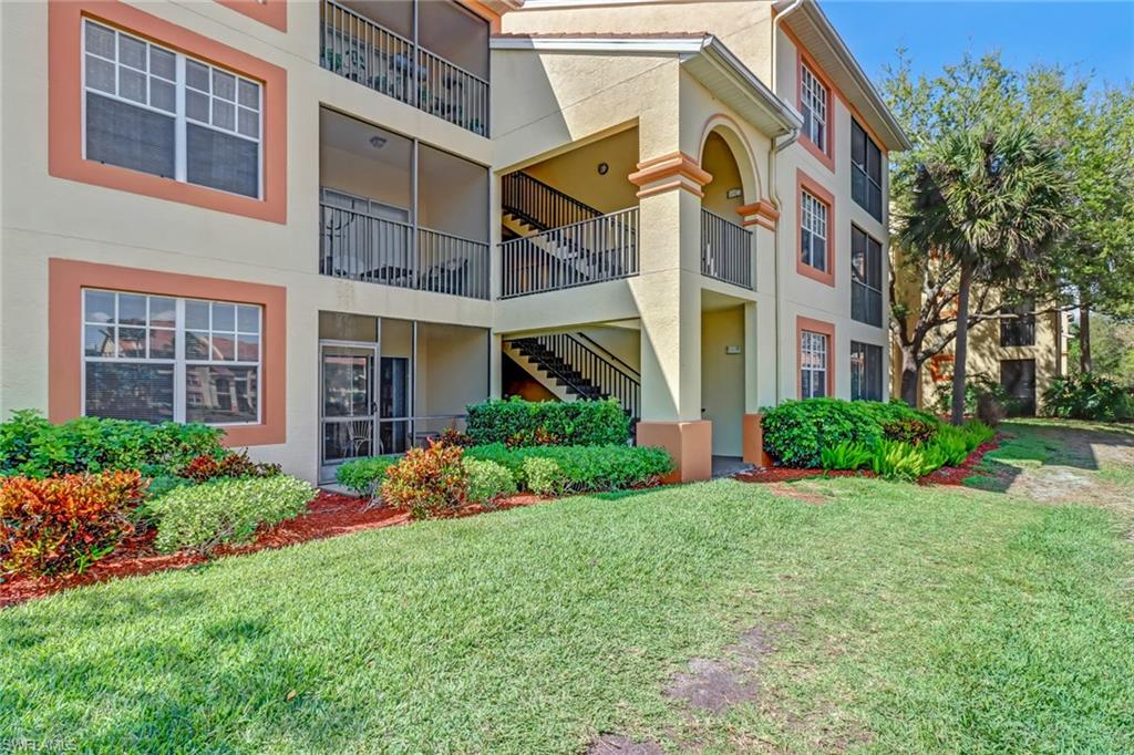 Unique opportunity in the highly sought-after community of Fairway Preserve.  Beautiful 1st Floor Lake view Condo, 2 bedrooms, 2 bath. The condo features title in common areas and laminate floors in bedrooms. Kitchen exhibits stainless steel appliances, granite counters and pantry.  NEW AC, WATER HEATER AND REFRIGERATOR!!! Bathrooms display granite counters and framed mirrors. Master bathroom has tub and separate walk-in shower, double sink, plenty of storage cabinets and modern light fixtures. Enjoy the morning coffee with beautiful lake and tropical landscaping. views from  the lanai   Community is well kept and offers central location in North Naples, close to beaches, shopping plaza, I-75 and plenty of dining venues. Unit has a carpot.