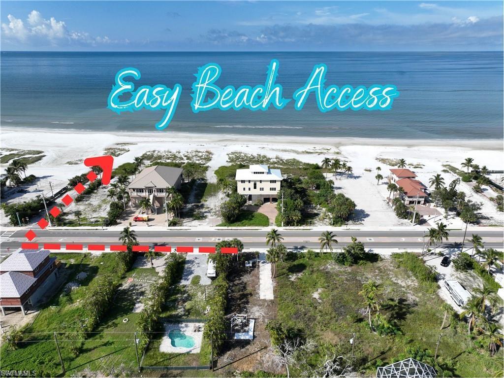 Iconic Vacant Lot - known as "Stairway to Heaven" on social media. Seize a unique opportunity to own a piece of Fort Myers Beach history with this remarkable lot at 5851 Estero. Famously dubbed the "Stairway to Heaven," this property gained national attention after a resilient white staircase was all that remained of a charming 1950s cottage that washed away by Hurricane Ian. The staircase, celebrated in an inspiring Naples News Press article, has become a symbol of hope and renewal. This property offers a blank canvas for your dream beach home. Whether you envision a private coastal retreat, a modern residence, or a boutique vacation rental, the lot’s unique story, prime location, and weekly rental zoning advantages promise to make it an extraordinary investment.  New home vacation rental has potential to do well over $100k in vacation rental income depending on size and #Beds and Baths based on rental performance of newer home builds on similar sized lots on Estero Blvd.  Located in a prime spot on the island that is a convenient mile south of Publix and a mile north of CVS and Santini Plaza with restaurants and shopping.
