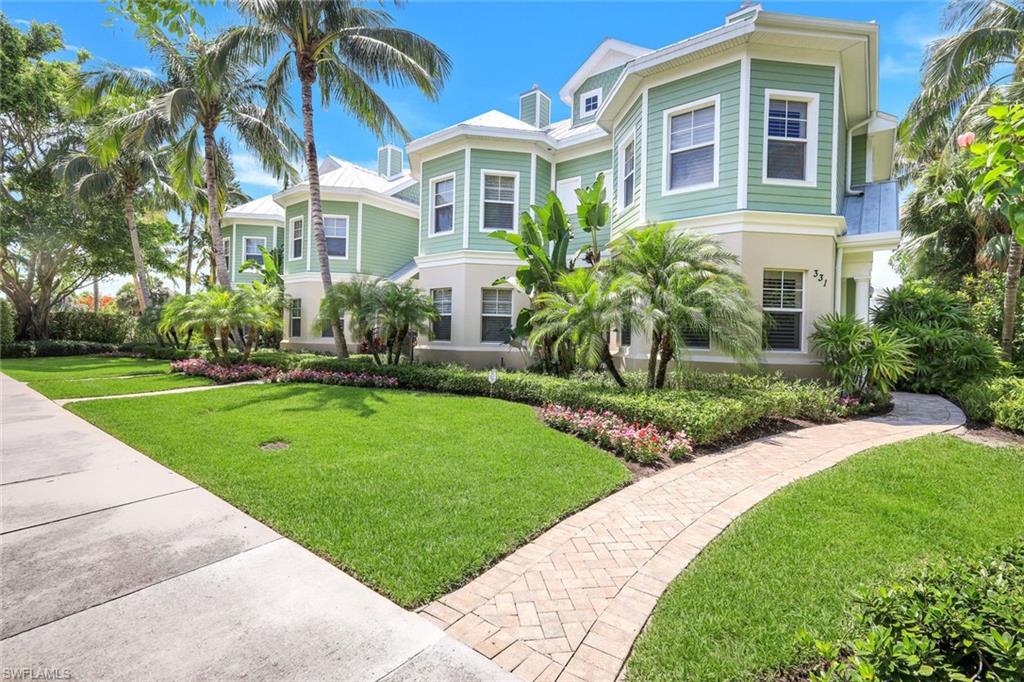 V10672 Untouched by IAN! Rarely available Old Naples Villa only 2 blocks to the talcum powder beach and only 2 blocks to 5th Ave. So. bistros, shops, and galleries. As well as your own custom pool and 2 car garage, it’s a delightful expansive floor plan, which flows from inside to outside, to enjoy the tropical lifestyle. This villa exudes quality craftsmanship to include impact glass throughout.  The guest house design allows independence, and a second guest suite is an added feature.   Light and bright, high ceilings around three sides, with every comfort that makes this end residence of four a standout. This home offers beautiful finishes, and your dinner reservation on 5th Ave So. with fine wine is just a stroll away.