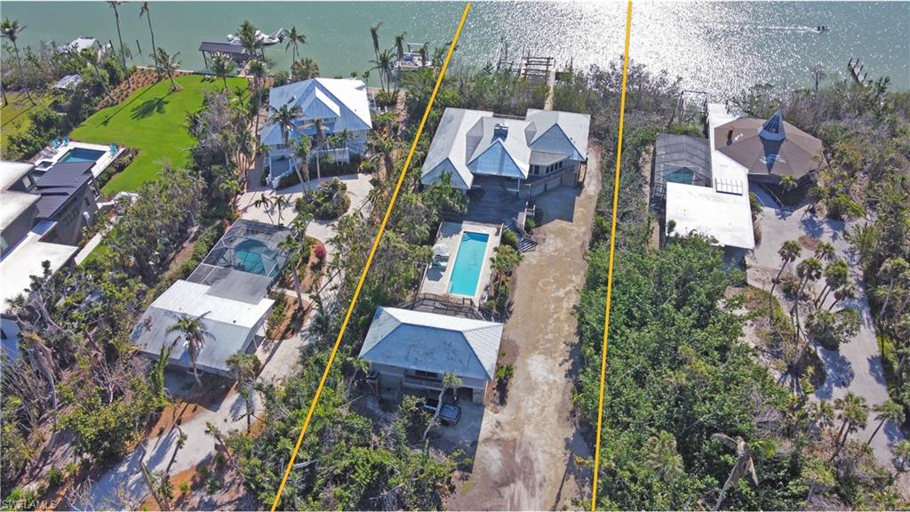 Welcome to Turtle Run! A stunning bayfront property located on the picturesque Roosevelt Channel. This magnificent estate offers an unparalleled combination of serenity, comfort, and natural beauty. Nestled on a parcel spanning over 1.8 acres, this property boasts over 100 feet of bay frontage, while providing views of Buck Key. The main residence features 3 bedrooms, 2 bathrooms, an open-concept floor plan, vaulted ceilings, and hardwood flooring. The living and dining areas flow seamlessly, making it ideal for entertaining guests or simply enjoying the tranquility of the surroundings. The property also includes a guest house with 2 suites, a kitchen, living room and patio providing ample accommodation for guests or extended family. Experience the ultimate Florida lifestyle with an array of outdoor amenities. The multi-level decking is a perfect spot for unwinding, while the oversized pool provides a refreshing relief from the warm Florida days. Hop on the boat via your own private dock for a quick ride to Cayo Costa, Cabbage Key or the open waters of the Gulf! Turtle Run offers an extraordinary opportunity to experience the best of Captiva Island living and beach access.