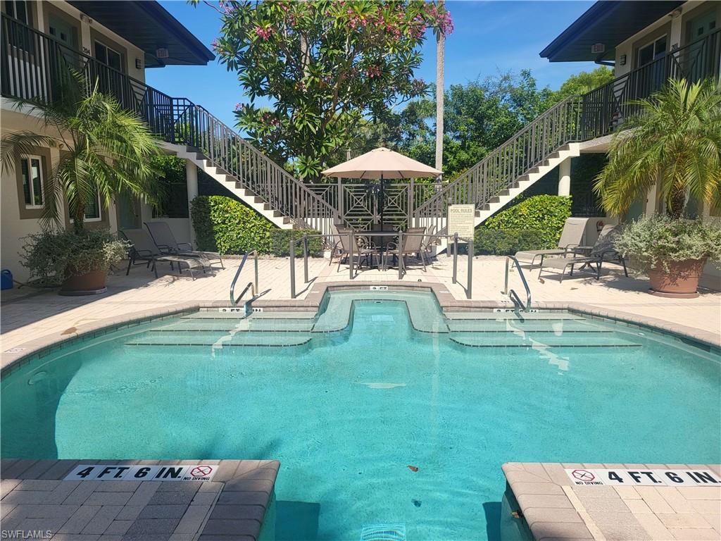 Available May 15 to November 30 for only $4,000 a month. One-half block off 5th Avenue South in Downtown Naples FL! 4 blocks to the beach! This is the one-bedroom condo that puts you right in the heart of Naples. Completely renovated and well-designed with all the comforts of home. So elegant, so sophisticated, so comfortable. Huge sectional sofa, 2 flat-screen TVs, plantation shutters, beautiful quartz and marble countertops, stainless steel appliances, king bed, stylish bathroom, and washer and dryer in the unit. Experience what Naples is truly about
