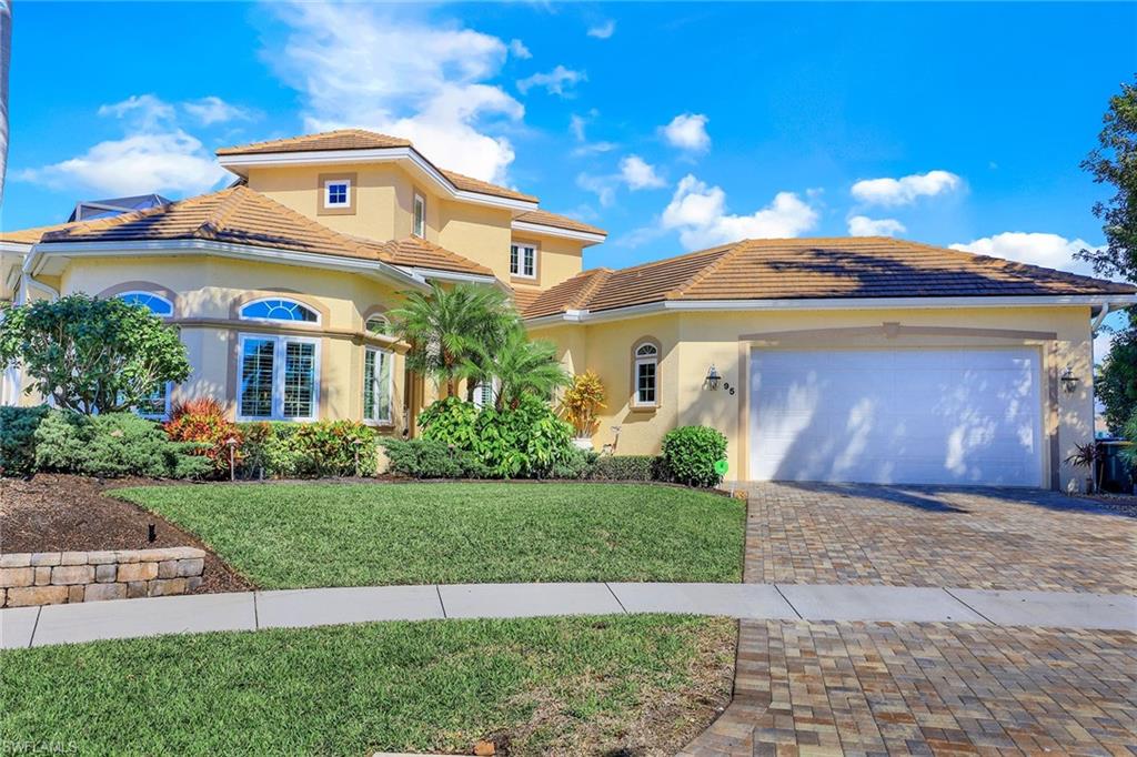 A true boater's delight! Immaculate water direct home with 204 feet of wide water views. 2-story Divco built home with recently added guest house! 4 bedrooms/4 full baths and one-half bath. Volume and tray ceilings, upper and lower master bedrooms with beautifully upgraded baths. Magnificent eat-in kitchen with stainless steel appliances, granite counters and stunning water views! Incredible dining and living area all overlook the Gulf and Bay. Complete with guest house and bath! Oversized corner lot with 2 boat docks and lifts. Oversized lanai for incredible Florida living! Minutes to Caxambas Pass and open Gulf waters. Turnkey furnished for your convenience!