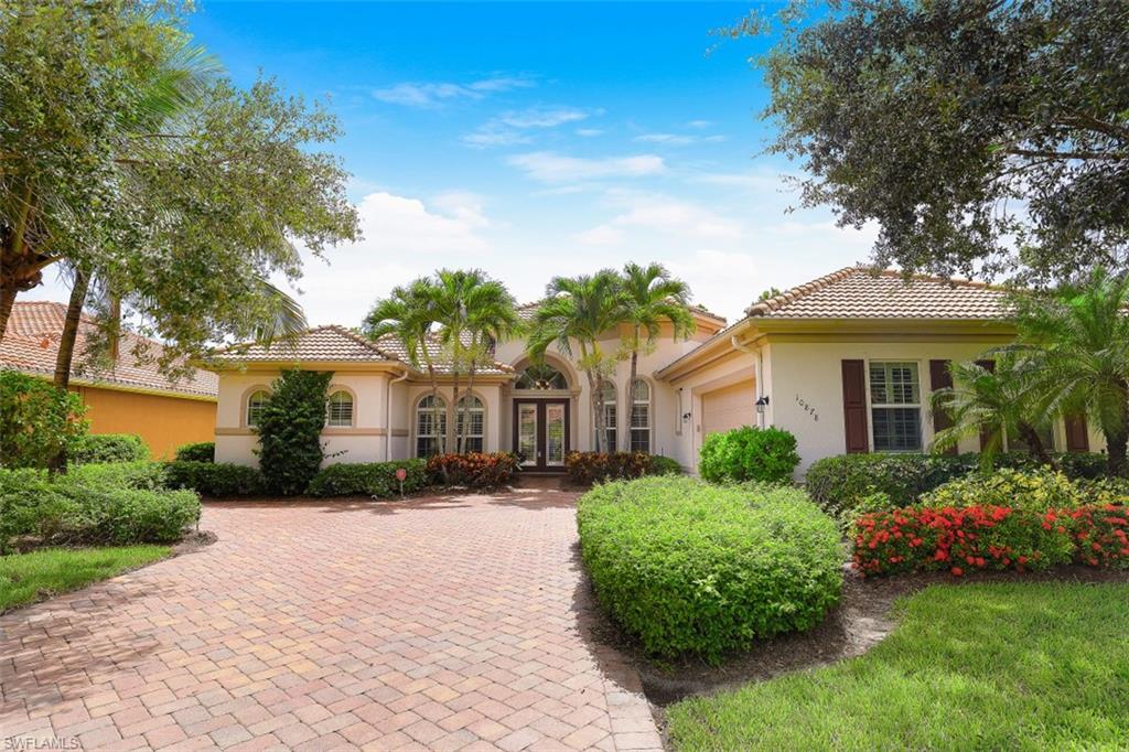 Experience the lifestyle and the prestige of the gated Bridgetown community. Rendered in sumptuous materials
with multiple access points to a dazzling outdoor salt-water pool/spa, this 4bd+Den/3BA Jameson model blends nature and design in a seamless indoor/outdoor flow where the caliber of comfort and luxury assures no amenity has been spared. This voluminous open concept layout is made for entertaining with partial sightlines over the community pond. Designed and executed with absolute precision and creativity, the flow and function of this residence are incredible, highlighting coffered ceilings in the living room, light-filled formal dining, a private office, and a stunning kitchen outfitted with all stainless appliances, a granite island, custom cabinets and spacious pantry. The master suite, crowned by a tray ceiling, leads out to the screened lanai with built-in BBQ and pool with overflow spa feature. This estate surprises at every turn with architectural treasures and lively neighborhood amenities and social activities director.