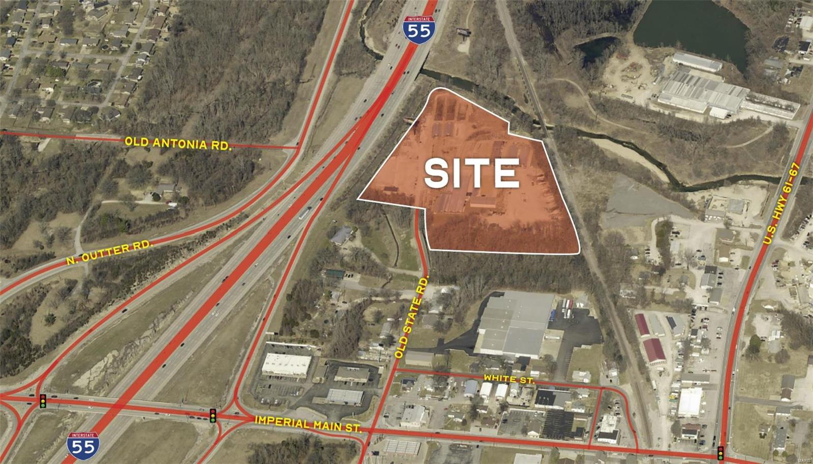 8.37 Acre site in Imperial, MO consisting of 2 parcels now available for Sale.

The property was formerly utilized as a garden nursery now consisting of a 3,600 S.F. warehouse, 1,060 S.F. retail store with attic storage, and a 2,000+ S.F. modular office (6 years old) with heat and air conditioning.

This property is a unique opportunity for an existing nursery, landscaping, medical marijuana, contractor yard use or as a potential development opportunity for multi-family, hotel or self-storage given the highway visibility of the site. Location: High Traffic
