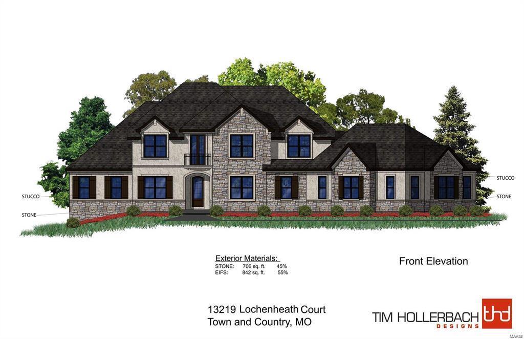 Beautiful new construction home in the heart of Town and Country. Home is under construction. Built in the Miceli tradition,Pure Luxury! 1.5-story residence, 5 bedroom, 5.5 bath home, 10' foundation pour, 10' ceilings 1st floor, 9' ceilings 2nd floor, 4948 sf., walk-out lower level. Custom kitchen cabinetry, GE Monogram appliances, butler pantry, walk-in pantry, hearth room, office, 25'x16' deck off kitchen/breakfast room. Main floor laundry/mud room with access to 4-car garage. Main floor master suite, 12' high beamed ceiling, his/her vanities, spacious his/her walk-in closets. Additional main floor bedroom suite for guests or in-laws w/private full bath and walk-in closet. Hardwood flooring. Generous secondary bedrooms, all with private full baths. Additional 2nd floor laundry. Open floor plan with loads of natural light. Huge loft area on 2nd floor. Lower level can be finished to suit your individual needs. Fully sodded lawn, in-ground sprinkler system. Welcome home to Lochenheath!