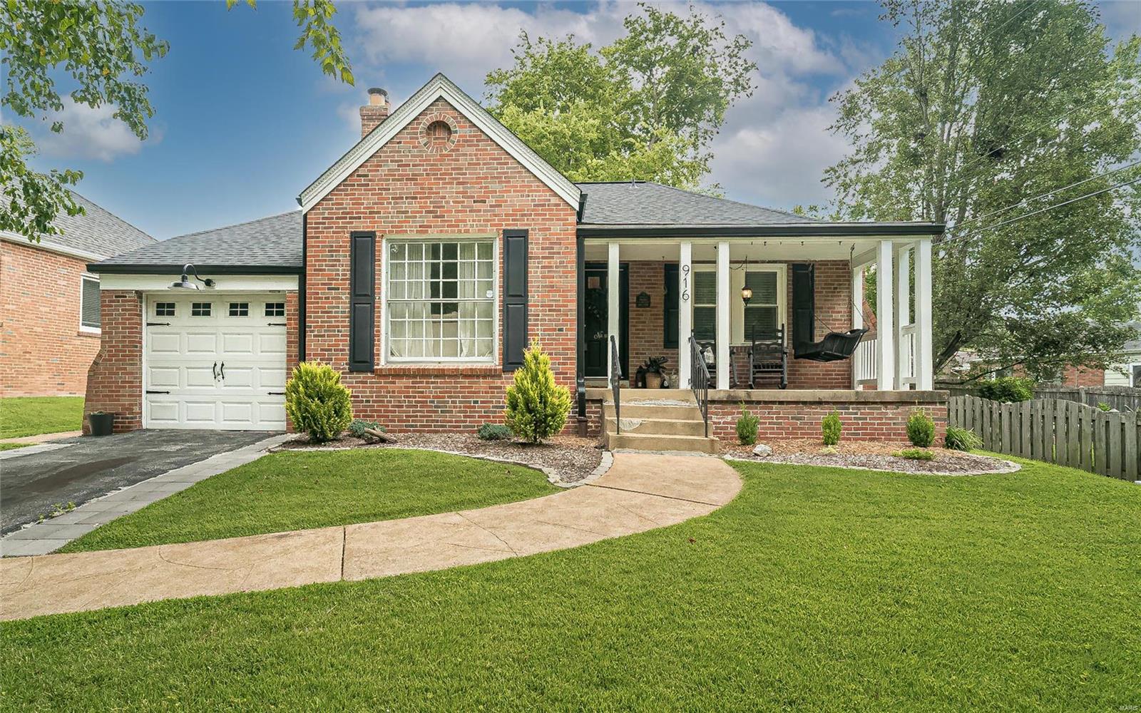 OH MY!  What an absolute charmer in Webster Groves!  Great curb appeal is just item one to love.  Garage parking, brick, nice porch to enjoy and nice lawn too.  With two upper beds and a full upper bath, beautiful hardwood, trendy kitchen, great flooring and fireplace, this home will really please.  There’s a lot more to this home.  The lower level is finished with FULL BATH #2, sleeping room, plus fantastic bar with custom counters and a HUGE laundry area.  The backyard is fully fenced and has a nice patio and firepit.  Lots of nice touches to include newer roof.  This home is one of the many reasons people love living in Webster.  Plan to visit soon.  We welcome you and we thank you. Additional Rooms: Sun Room