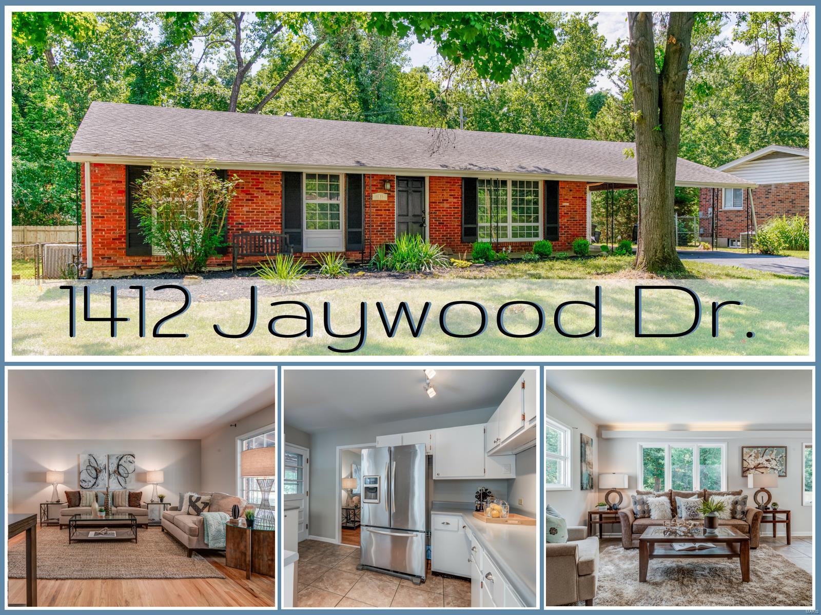 OPEN SUNDAY 1-2:30! Charming & Spacious ranch on a quiet tree-lined street is filled w/natural light & just what you’ve been looking for! Greeted by sharp living room w/large picture window & gleaming hardwoods that flow throughout the bedrooms. Entertaining is a breeze w/spacious dining area & bright sunroom/ family room! Step out to the large patio & fenced back yard that backs to trees for your outdoor enjoyment! Kitchen includes stainless appliances, freshly painted cabinets, ceramic tile floors & passthrough window! Master suite w/chic full bath & 2 generous sized guest bedrooms including STL Closet Co custom closets. A nice full bath w/new vanity & ceramic tile floors finish out the main level! This house continues to the finished lower level complete w/huge family room, recessed lighting, bonus sleeping area/office, sharp full bath, utility room, & large storage  area! Located in the Premier Parkway School District this affordable gem offers location, size, lot, & great style!
