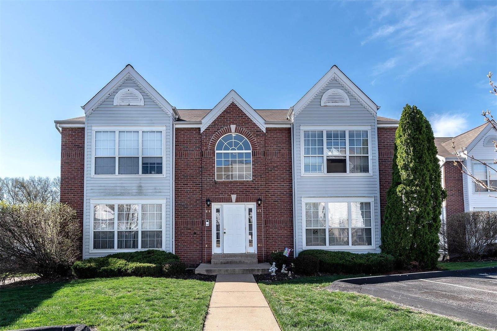 Beautiful 2 bedroom, 2 bathroom condo in O'Fallon, MO! Neutral paint, cathedral ceilings, great cabinet/pantry space in the kitchen, in-unit laundry, with cute deck off the second bedroom. Great walk-in closet in the master, cathedral ceiling continued in master as well, and plenty of closet space throughout. Large storage area in the basement and a 1 car garage with remote. Sewer, water, trash, and landscaping all included! Completely move in ready! Walking distance to Crossroads Elementary School, and Winghaven Golf Club. Easy access to highways 40/64, 364, and 70! Location: Upper Level