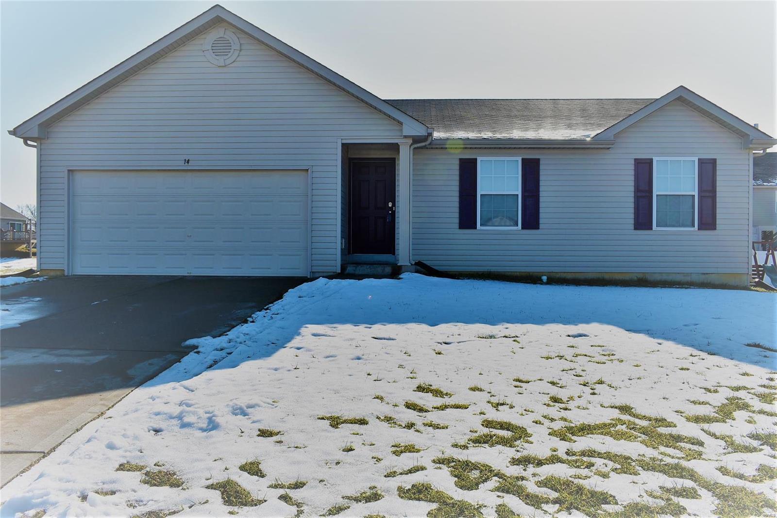 Very clean & organized home.  Great Location, quick to Hwy 61.  3 bed/2 bath ranch w/open floor plan in cul-de-sac. Full basement, 2 car attached garage w/opener. Main level laundry. All appliances stay with home including refrigerator, washer & dryer. 2016 new Bosch dishwasher very quiet. Holmes water conditioner 2015. All Electric home. Window blinds stay.  Pantry in kitchen. City utilities public water & sewer with trash, nominal utility cost. Backdoor to patio & level backyard. Open kitchen, dining area and Great room for entertaining. Full basement with sump pit & pump ready for your ideas to finish. Minutes to Troy, Wentzville and Highway 40/70. We would love you to stop in for a showing.  Cash, Conventional, FHA, VA, USDA