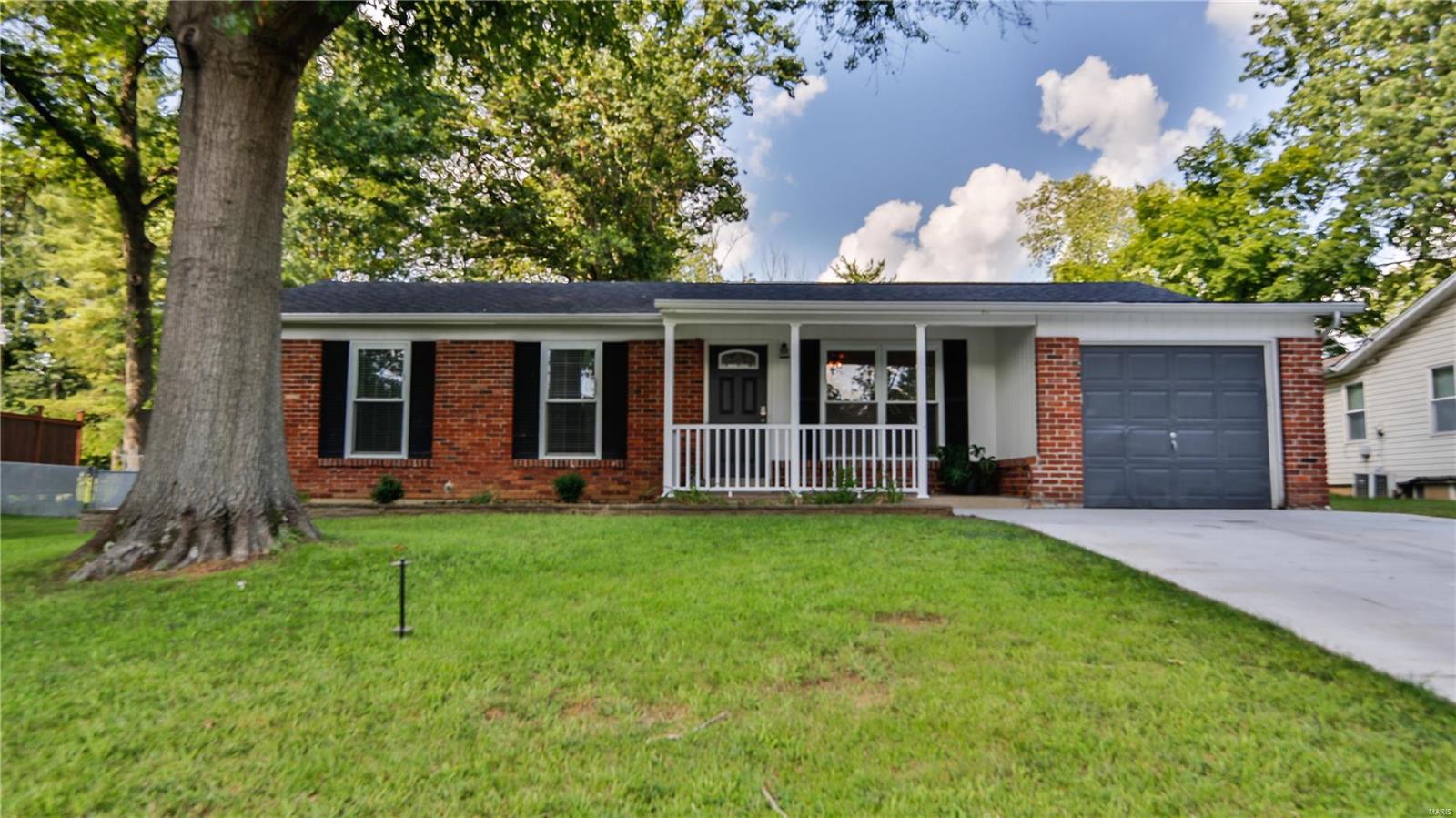 WELCOME! Make yourself feel at home as you walk into the living room of this comfortable and updated ranch.  Moving into the separate dining room and specious kitchen, there is plenty of room for entertaining friends or creating family memories.  And if that is not enough space, step out thru the new patio door into the outdoor covered area which is part of a large backyard for games and relaxation.  There is even a shed for extra storage.  Updated floors lead to three nice bedrooms and a full bathroom.  Master bedroom features its own half bath.  Parkway West schools, close proximity to shopping and dining complete the package.  New adventures in this beautiful home are awaiting!