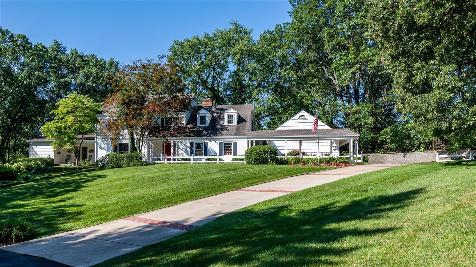 COUNTRY CHARMER in FRONTENAC attractively sits on a beautiful private 1+ acre lot w/level backyard. 1st floor Master Suite addition opens to cozy porch. Enjoy a 2nd Master Suite & 3 additional beds on the 2nd floor. Some wonderful features in this special home: Wood floors, lovely molding, bay windows, beamed ceilings, built-in bookcases, 2 frpls & wet bar. SIMPLE, TASTEFULLY ELEGANT & PERFECT FOR ENTERTAINING inside & out! Custom updated eat-in kit has granite counters, 6 burner Viking Range, pull-out shelving in pantry cupboard, center island w/warming drawer & trash compactor, wine cooler & opens to beamed den & family room. Enjoy quiet time or take the party outside as you step from the Kitchen, Family & Sunroom to brick patios & covered porch walkway leading to a 3 car garage. Inviting side door entry opens to family room. A breezeway leads to the garage, back porch & patios. Yes, there is space for a pool/pool house, tennis court or a game of soccer. Comfortable & Move-in Ready!! Additional Rooms: Sun Room