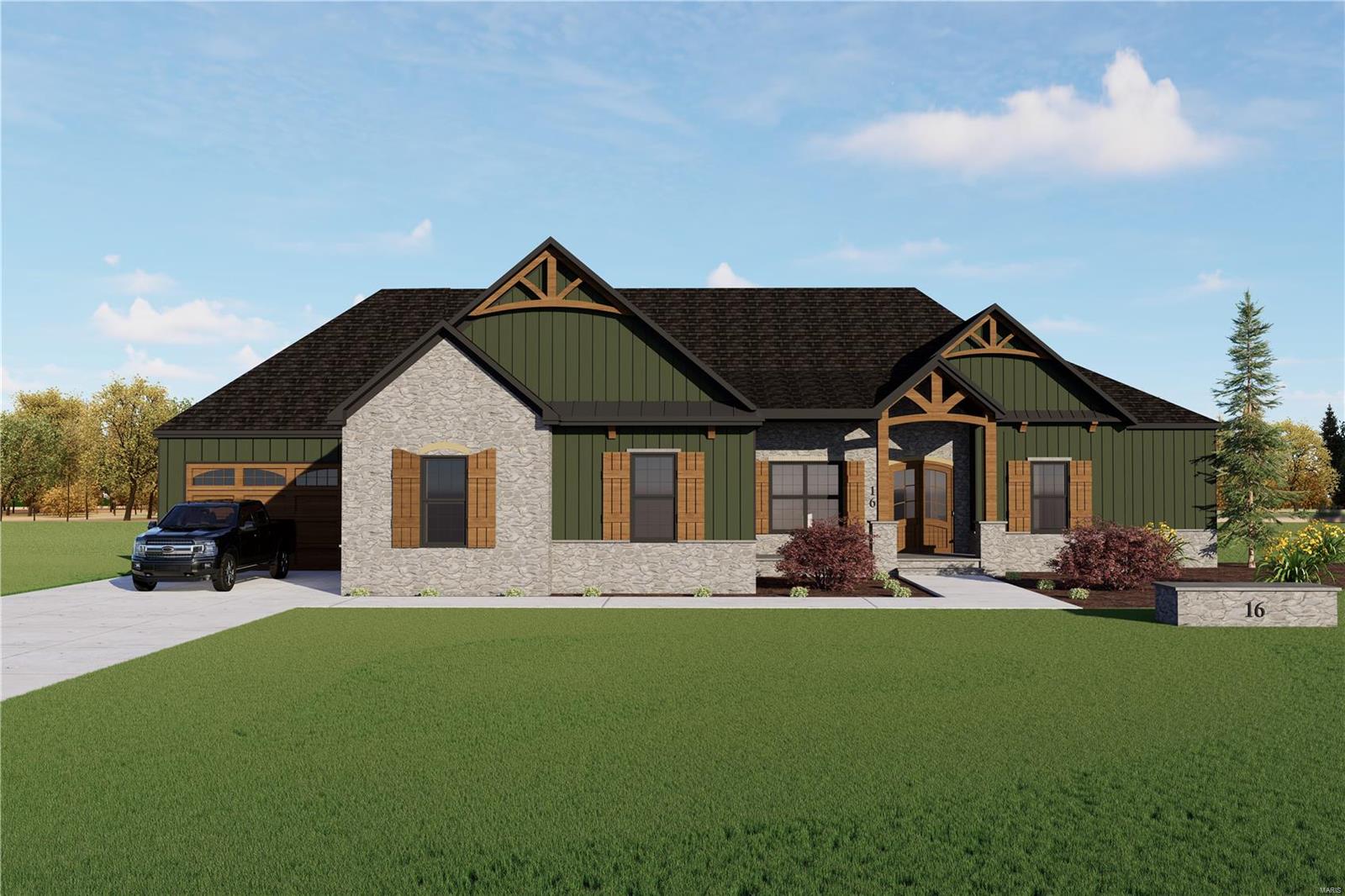 Construction has started on this STUNNING HOME!!! - The Caterina - features 10' ceilings, 3 bedrooms, an office, a huge master - suite and an oversized 4 car garage. All situated on a gorgeous 3+ acre lot with trees on it. Don't miss out on the opportunity to choose your custom finishes to make this your dream house on 3+ acres. Aiello Homes, Inc is one of St Charles County's premier builders. We have generous budgets on items like flooring, cabinets, lighting etc that will allow you to customize this gorgeous home and make it yours! You select your finishes! Exterior of home is nearing completion - waiting for the buyer to make choices on the interior! We could still switch the HVAC to GeoThermal!