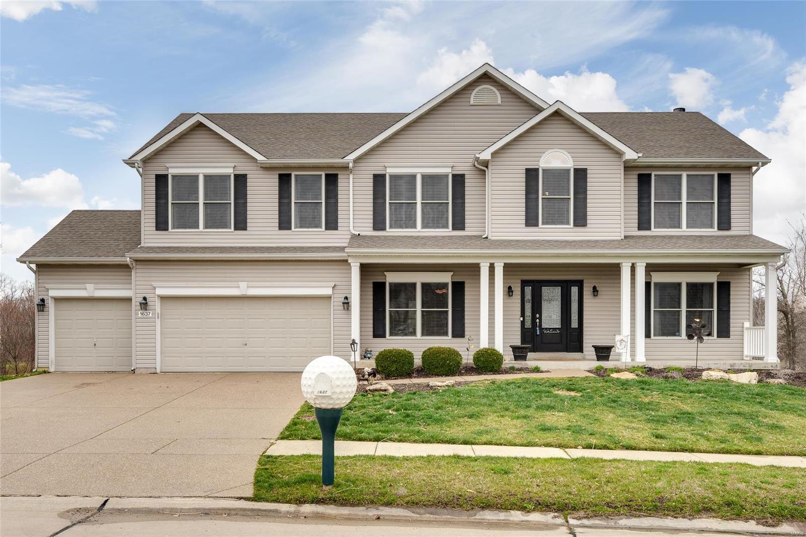 BOM NO FAULT OF SELLERS.  INSPECTIONS & APPRAISAL COMPLETED. NEW ROOF 4/27/20. This beauty sits on the 3rd hole in the Golf Club of Wentzville. Featuring 4 beds, 2.5 baths open concept w special amenities to include upgraded vinyl siding, durable plank flooring, floor to ceiling & bay windows, 2" blinds & 6 panel doors. Spacious entry foyer leads to DR & LR. Open family room w wood burning fireplace flanked by custom built in bookcases.Modern kitchen w SS appliances 42" cabinets & center island. Breakfast room leads to lg deck overlooking golf course.Bonus loft divides upstairs bedrooms. Double doors lead to the master suite w coffered ceiling & walk in closet. Master bath w double vanity, garden tub & separate shower.3 additional large bedrooms w walk in closets & full bath. LL has 1400 sq ft of living space w rough in & walk out. Additional features, main floor laundry 3 car garage w aggregate driveway surround sound electric fence & sprinkler system. 1 yr HSA warranty provided.