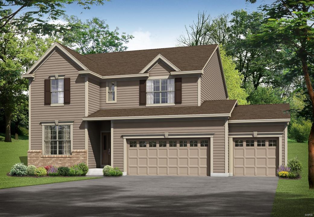 ENJOY THE BENEFITS OF BUYING NEW with new construction by Payne Family Homes in The Villages at Montrachet. This innovative and open floor plane will wow you with its smart use of space. Features inc 4 BD, 2.5 BA, 2,754 s/f, 3 car garage, 9’ clngs, an open Kit-Café-Grt Rm plan, gas FP, Deluxe Kit, 42” cabinets w/crown & hardware, granite c-tops, st steel appl, island w/brkfst bar, dbl oven, gas c-top, micro, roll out shelving, plank laminate floors, main floor Flex Rm, frml DR, wr iron stair balusters, huge Owners Suite with W/I closet, Lux Mstr Bath w/sep tub-shower, wave bowls in the Mstr Bath, Jeld Wen Low E windows, dual zone HVAC, 2nd flr laundry, coach lights, garage door openers w/ keyless entry, full yard sod, prof landscape, arch shingles, irrig system, R/I bath walkout bsmt & more. Fantastic location just minutes from shopping, entertainment, schools, recreation, parks & easy access to Hwys 364 & 40.  Students will enjoy Triple AAA rated Ft Zumwalt schools. Nov 2018 comp. Additional Rooms: Mud Room