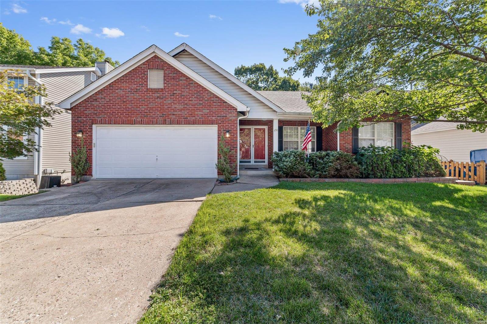Become the second owner of this distinctive atrium ranch in the Top 3-ranked Rockwood School District. With over 1400 square feet, containing three bedrooms and two full bathrooms, you will have plenty of space to make a home. Whether hosting in the open dining room or relaxing in the vaulted great room, enjoy the view onto wooded common ground. Beyond the recent professional deep cleaning, updates include: new kitchen appliances, recently resurfaced deck, refreshed landscaping, and a roof replaced in 2015. The full basement is ready to be finished with roughed-in plumbing. Located a short-drive to city and state parks and shopping opportunities along Manchester Road, the surrounding area is as convenient as the house is inviting.