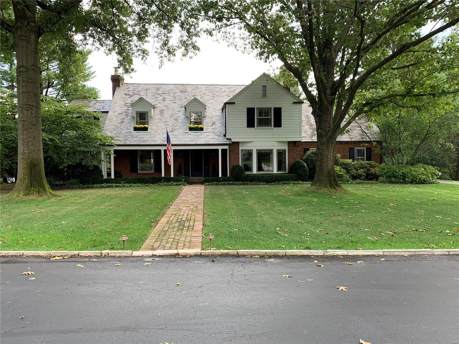 Open House Canceled. Under Contract. Multiple Offers.  This charming home is located in one of Ladue’s most sought after neighborhoods! Gracious LR, DR, FR with wet bar, fireplace, recently renovated eat-in kitchen, walk-in pantry, main floor laundry, back stairs & hardwood floors throughout. The 2nd floor has 4 bedrooms, one of which is used as an office, and 3 baths. Master has a large walk-in closet & there is a generator for the whole house. The kitchen & screened porch open out to a lovely brick terrace, great for entertaining, which leads to a wonderful pebble-tech pool. Small pool house with full bath & wet bar. Attached 2 car garage with plenty of yard beyond for play. Don’t miss the opportunity to make this gem your home.