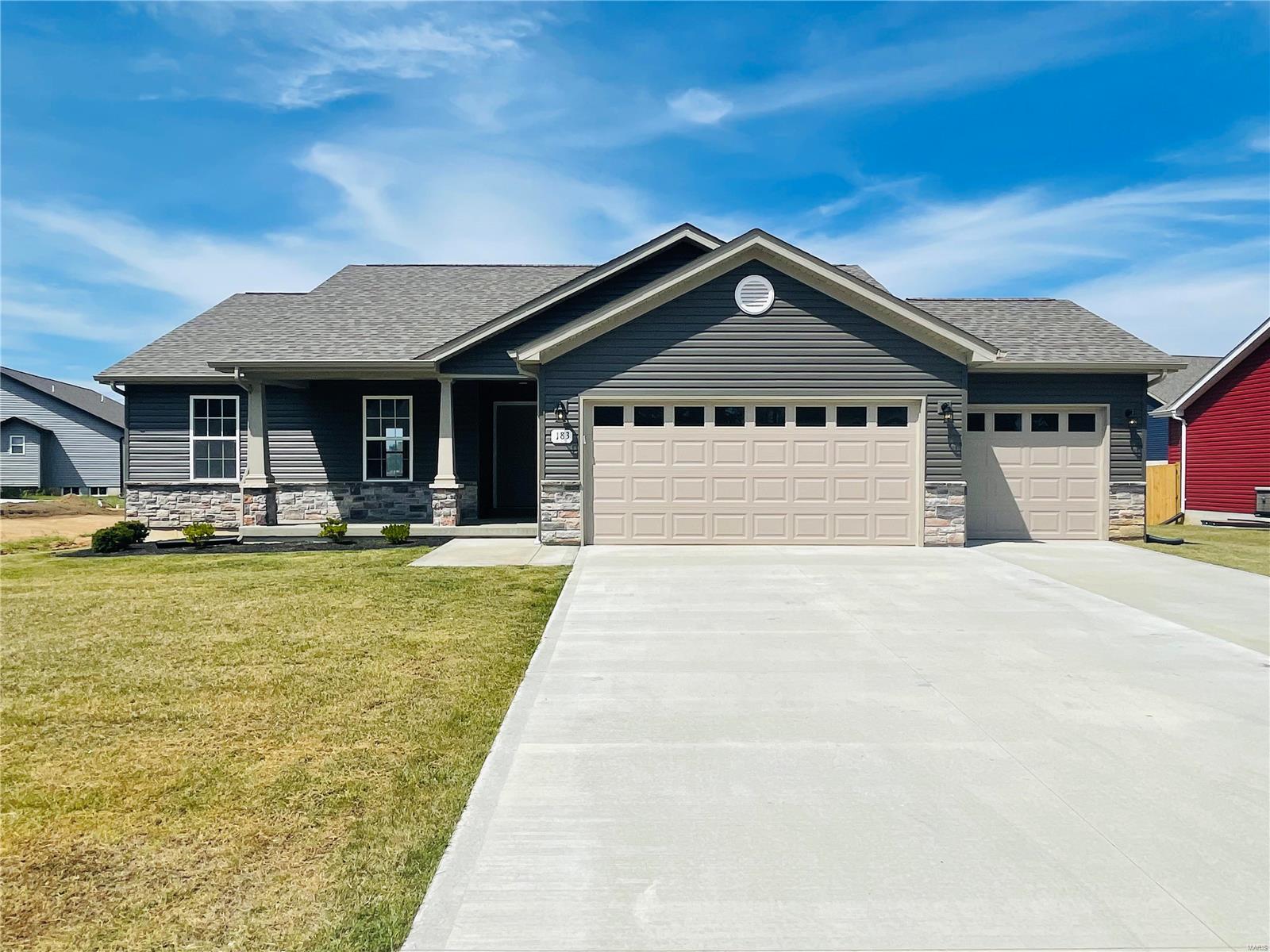 The Display home is for sale!  This Riverside B model features an open floor plan with 3 bedrooms, 2 bath, 1255 sqft. Walk in the foyer to be greeted with vaulted ceilings, Iron Spindles rail,  recessed lighting, stainless steel appliances,  Espresso cabinets, ceiling fans in the great room and master, main floor laundry, brushed nickel hardware, upgraded 2 panel doors, and upgraded vinyl flooring throughout. The Master includes walk in shower and walk in closet. Craftsman style exterior with covered front porch, 3 Car Garage, Garage doors with windows and it sits on a level lot. The basement includes poured concrete, rough- in bath, egress window, and sump pump and pit. 10 year limited residential warranty included! Move in ready.