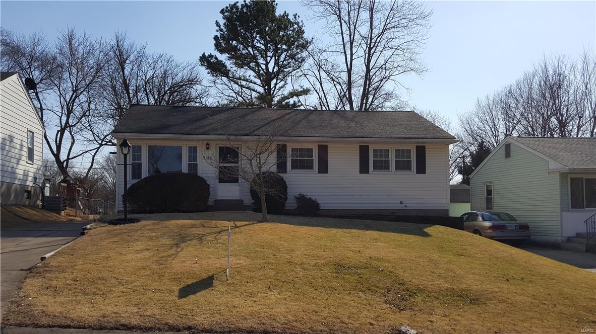 Updated an beautiful 3 bedroom, 1 bath ranch in Affton Schools. There is an awesome and huge family room addition with vaulted ceilings, skylights, ceiling fan and walls of windows. The bathroom is gorgeous with custom porcelain tile shower, frameless glass shower door, new vanity, toilet and fixtures. The hardwood floors have just been refinished in 2016 and sparkle. The 3 beds are on the main level along with the living room and breakfast area. The kitchen is open to the family and breakfast room with oak cabinets. The lower level is finished (1960's style) and the pool table stays. There is tons of storage too. The deck was new(2014) and overlooks the level, landscaped, fenced yard with shed. There are new vinyl windows(2012), Siding, soffit, gutters(2012), bathroom (2015), Lighting(2016), family room carpet(2016) The driveway is extra long too. This home is in move in condition and a must see!