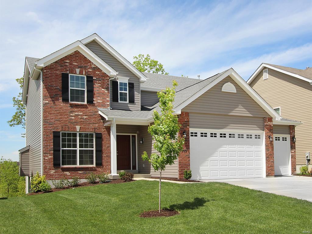 This McBride Homes’ Nottingham two story 4BR 2.5BA home will be move in ready late summer. Backs to Castlewood State Park! THREE CAR GARAGE! Kitchen features square center island with breakfast bar, dark 42” wall cabinets, quartz countertops, walk in pantry, stainless steel GE appliances, and large desk with glass wall cabinets. Spacious great room with window wall, plus office with French doors and formal dining room. This is your dream home! Upgraded wood laminate flooring. 9ft ceilings, and 6ft windows throughout main floor. Master suite features massive walk-in closet, plus luxury master bath with separate shower, large tub, and double vanity. Upstairs also features 3 secondary bedrooms, full bath, and laundry room. Upgraded lighting, ¾ bath rough in at basement, dual zone HVAC, and more!!  Arbors at Bridle Path backs to Castlewood State Park and is located in the Parkway School District! Enjoy peace of mind with McBride Homes’ 10 year builders warranty! Similar Photos Shown. Additional Rooms: Mud Room