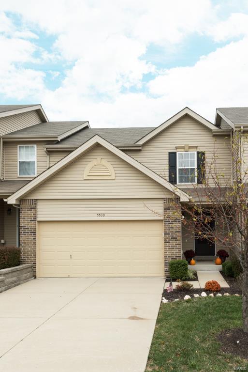 Start in Style! This meticulously maintained townhome can make your life easy! All exterior maintenance, yard work & snow removal handled by the HOA. Enter the large living room with expansive backyard views which flows in the kitchen/breakfast room with undercabinet lighting, double stainless sink & pantry. Handy main floor powder room for your guests. Fresh interior paint makes this space very bright and clean! Upstairs, the master suite has a private bath and 2 walk-in closets with custom built-ins you will love! The second bedroom also has a walk-in closet and full bathroom.  Both bedrooms are very generously sized! Adorable loft space would make a great office or craft nook.  Unfinished lower level has wood shelving all ready for your storage needs. Attached 2-car garage and a cute back patio overlooking marvelous green space. All electric utilities...no gas bill! Francis Howell Schools. Easy access to I-364 and great shopping & restaurants in Cottleville/St Peters. See it today!