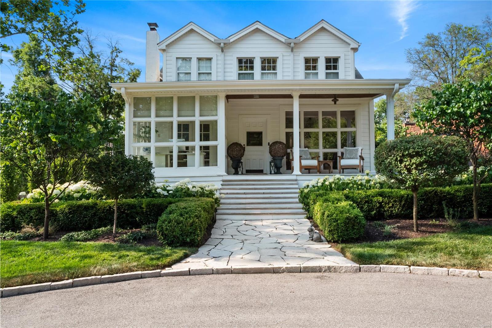 Entering this fabulous Circa 1890 restored  home, you are welcomed by an abundance of natural light, inviting wood flooring, and a captivating Wood-Burning Fireplace flanked by Built-in Bookcases. Formal Dining Room with its opulent Crystal Chandelier overlooks the Expansive Front Porch. The main floor is completed by an Eat-in Kitchen, Cozy Family Room, All-Weather Room, Bedroom and Bath. Head upstairs to discover 2 Bedrooms and a spacious Marble Bathroom complete with Deep Soaking Tub and Wood Plank Ceilings. Your 2018 three car garage and Carriage House boasts Bedroom, Bath and Kitchenette. Spend your evening in your Park-Like Backyard where you can enjoy your Pool with Water Feature and Private Fire-Pit. Sellers Prefer 60 Day Close Additional Rooms: Sun Room