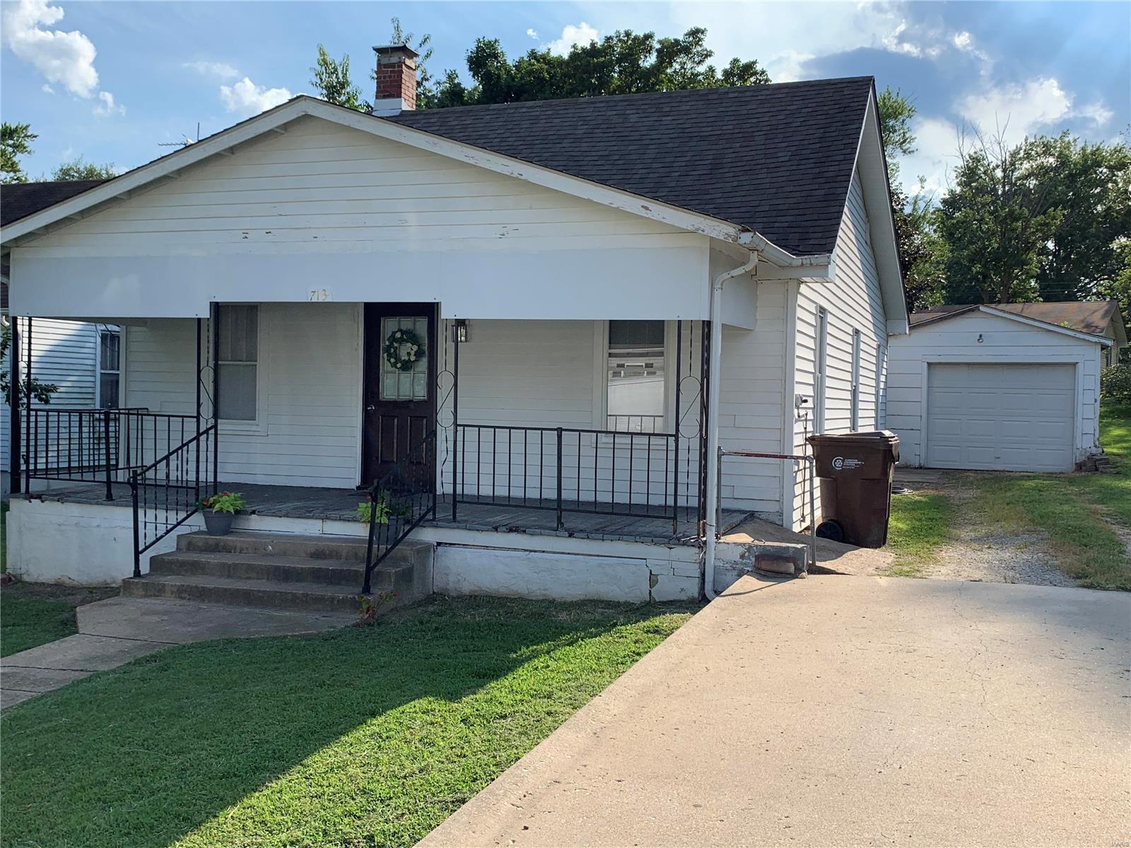 Occupancy inspection completed! Price Improvement! Seller says sell! 3 BEDROOM 1 BATH Ranch home in the heart of Elsberry MO. Home has Basement & detached 1 car garage . Great for a first time home owner. Solid Structure. Cute front porch. Large Eat-in Kitchen for all to come together. FENCED IN Level back yard is great place to spend your time and entertain others.  Home is being sold as is.  Seller will not make repairs. Priced to Sell!