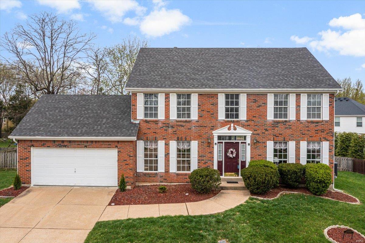 This stunning 4-bed, 2.5-bath home in the Villages of Cherry Hills offers an inviting blend of style/comfort in one of Wildwood’s most sought-after neighborhoods. Main Level boasts gorgeous hardwood flooring throughout w/ large living room opening into family room w/ gas fireplace, creating a warm, welcoming feel. The spacious kitchen is complete w/granite countertops, a center island, a large pantry, a convenient pass-through bar — perfect for entertaining. Main-floor laundry room. Upstairs, find 4 generously sized beds, including a primary suite w/ ensuite, walk-in closet & plenty of space to unwind. The unfinished basement is a blank slate, ready for your buyer’s creative vision — whether that’s a cozy family retreat, home gym, or entertainment space. Add features: Sun Setter retractable awning and leaf filter gutter protection. Situated in the heart of Wildwood, the Villages of Cherry Hills offers a vibrant community feel, w/ a pool, parks, trails, & top-rated Rockwood schools.