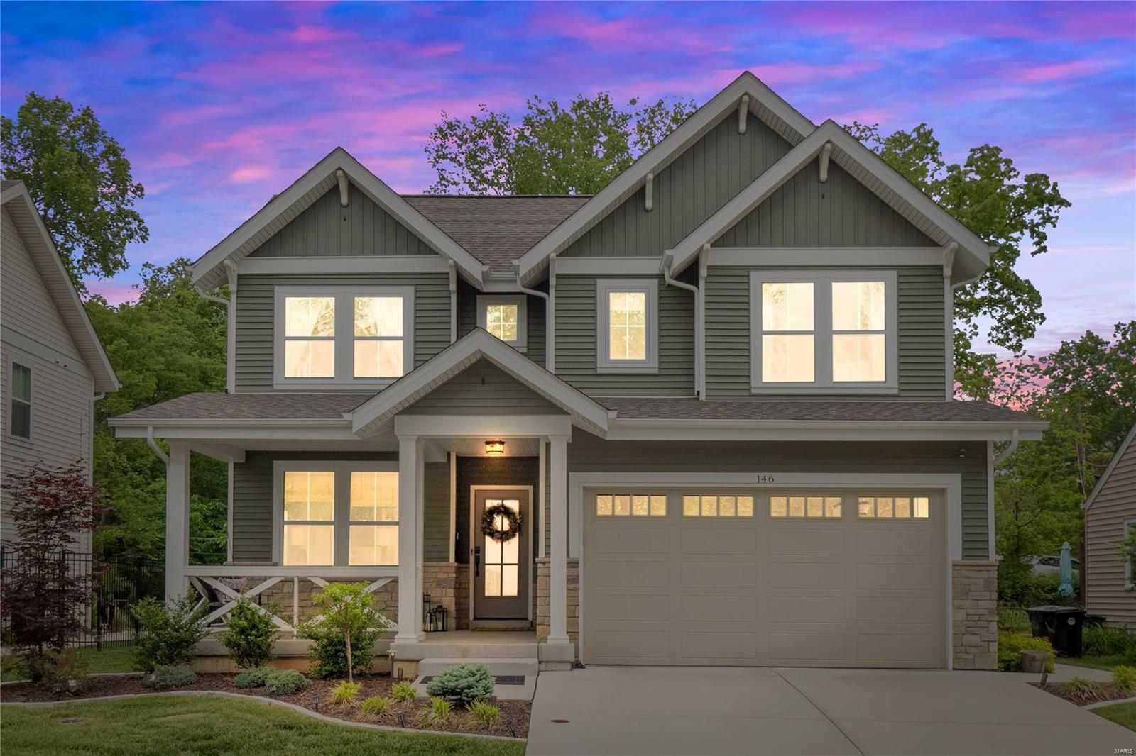 Built in 2020, blocks from downtown Kirkwood, this 2-story home offers 4 beds, 3.5 baths & 3,340 sqft. Notice the stunning hardwood floors as you enter the foyer & sitting room. Continue to formal dining rm & spacious living rm w/ large windows offering TONS of natural light. Entertain in the chef's kitchen complete w/ upgraded, stainless high-end appliances, quartz counters, custom tile work, center island & butler's pantry. ML laundry room w/ built-ins & 1/2 bath complete the ML. Step thru the sliding glass doors to the covered back patio overlooking the level, professionally landscaped backyard & fire pit area. Upstairs boasts the Master suite w/ walk-in custom closet & full bath w/ soaking tub, dual sinks & walk-in shower w/ custom tile. Down the hall, 2 bedrooms w/ a jack & jill bath & an en-suite bedroom. Notable features - zoned HVAC, shiplap gas fireplace, partially finished LL w/ rec room, rough-in bath & potential 5th bedrm ready for your vision! Additional Rooms: Mud Room