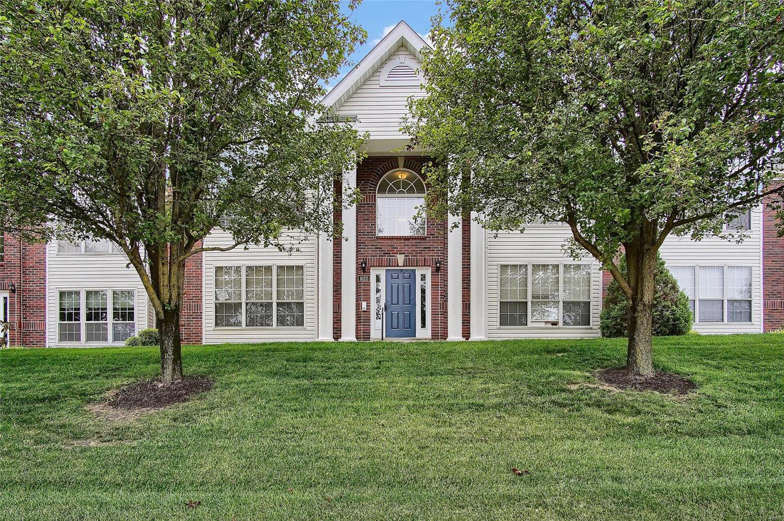 Very charming 2 bedroom 2 bath condo located in the desirable Parkway South School District. Close to Highway 141, 44 & 270. This home offers living room/kitchen combo with wood laminate floors. Nice kitchen with pantry & breakfast bar. Living room and kitchen have vaulted ceilings. Master bedroom suite with walk-in closet, carpet and full bath. 2nd bedroom with 2 closets & leads to hall bath. Private laundry. There is a sprinkler system throughout and unit is wired for an alarm system. Large storage unit 13 x 10. 1 car garage (basement/tuck under). Quiet secured building with locked front door. Subdivision pool located across the street. Must See!! Location: Upper Level