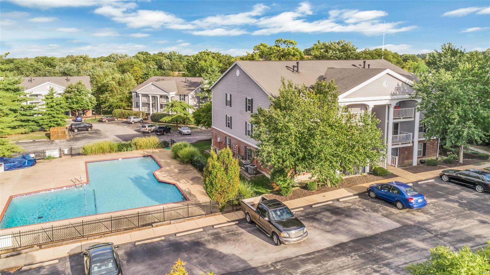 This updated condo located in Parkway school district with an incredible pool is AWESOME! Move in ready with tons of updates! Open floor plan features an updated kitchen w/ plenty of natural light with a private balcony. Plenty of space with 2 large bedrooms featuring double large closets w/ hideaway utility closets in each room. Special things about this unit are the mailbox right outside your door, trash dumpster not far, just a few steps to the pool, plenty of parking & at the end of the complex right by the walking trail! Just minutes from Creve Coeur Park for picnics, biking/running, quick highway access to 270 and everything you need off Olive Blvd including shopping, restaurants, grocery stores, movies, and more. Don't miss the Open House on May 6th from 12-2pm, this condo won't last long!!!! Location: Upper Level