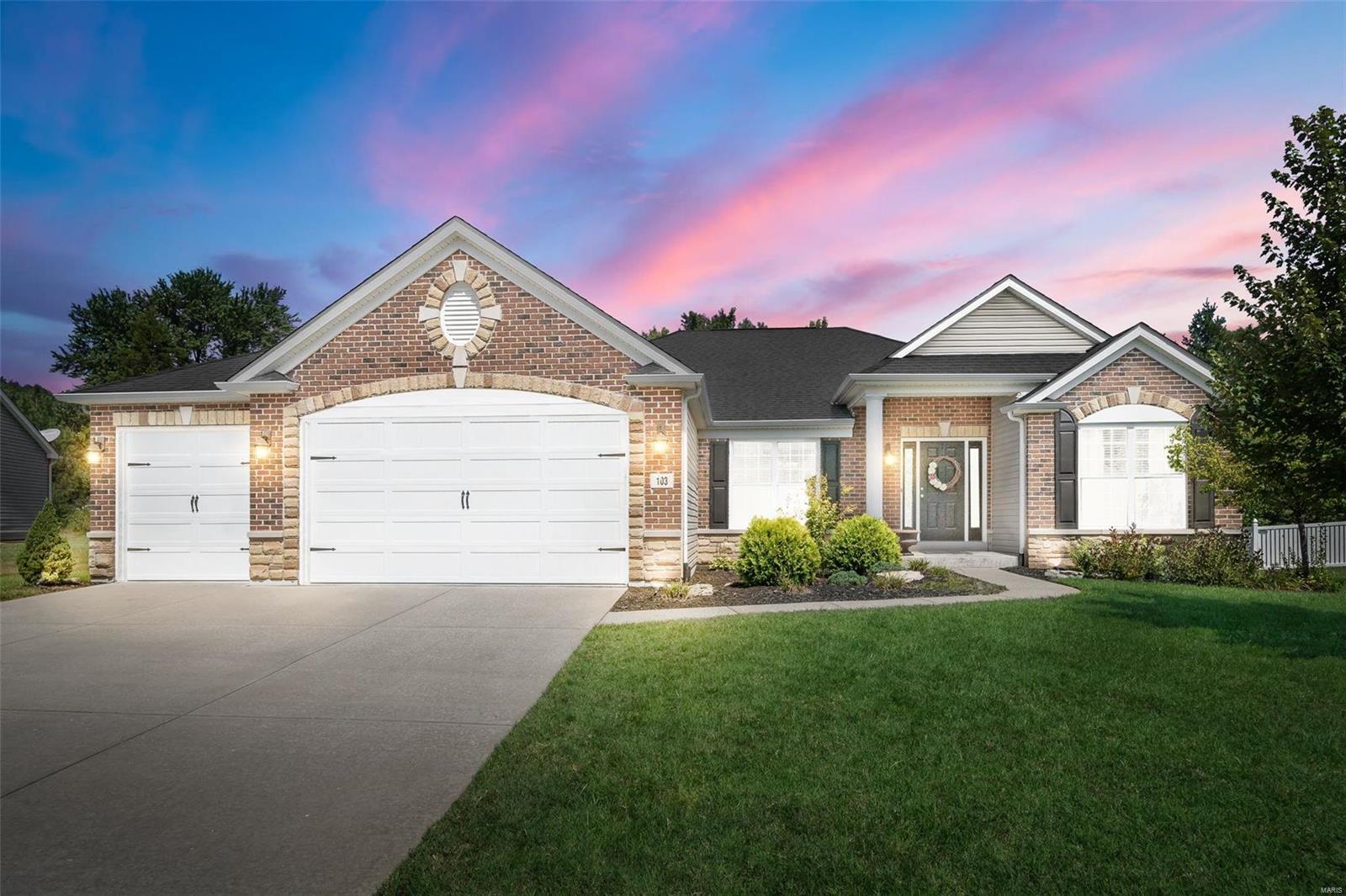 You will immediately fall in love with this Lombardo Summit split ranch in sought out Manors at Wilmer Valley subdivision. 3 bedroom, 2.5 bath on almost 1/2 acre. New Journey elementary, North Point Middle and NP High School. Upon entry you will find a huge open entryway with a gorgeous coffered ceiling dining room to the left and office/playroom/bonus room to the right. Move into the massive open concept living room with 10 ft ceilings. Kitchen has staggered cabinetry, SS appliances and granite countertops. Plus an eat in kitchen area and gas fireplace. You will also find a gorgeous master bedroom with coffered ceiling. Plus a master bath with tub, shower and double sinks. You will also find main floor laundry, a half bath/powder room, two additional bedrooms and a second full bath. You will love the 3 car painted garage with great storage space! Amazing lot. Full basement with rough in and egress window ready for your touches. Don't miss this one! This will be a holiday stunner!