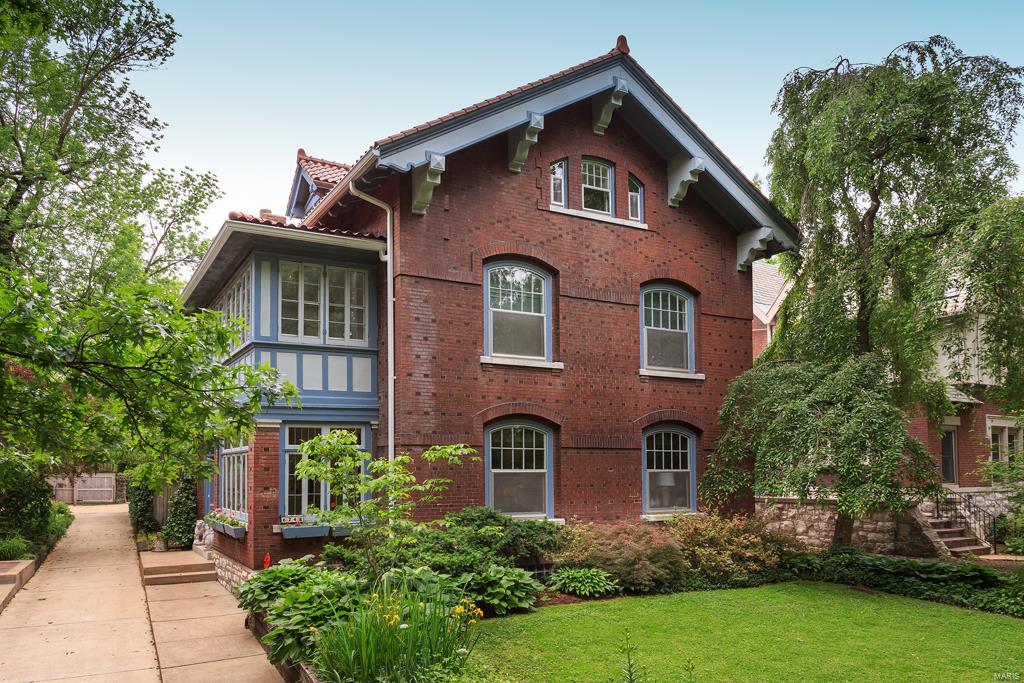 For those with an appreciation for beautifully preserved historic homes, treat yourself. Architect Ernest Klipstein built this home for his family in 1908, and the current owners have been excellent stewards of his work for the past 34 years. From the leaded glass windows of the conservatory, to the rarely seen antique shower fixtures, this home exudes nostalgia and graciousness. Box beam ceilings, pocket doors, oak floors, stained glass, antique lighting, and four fireplaces give you a sense of luxury and old world quality. Enjoy the benefits of a newer roof on the home (tile) and garage, updated electric and plumbing, newer zoned air conditioning, in-ground sprinkler, and security system. Two car garage is easily accessible by a driveway and opens onto lovely fenced garden and deck. Four blocks from the Metrolink, Forest Park and Washington University and a half block from the Delmar Loop. See why this address has a “Very Walkable” score (86) and a “Very Bikeable” score (82). Additional Rooms: Sun Room