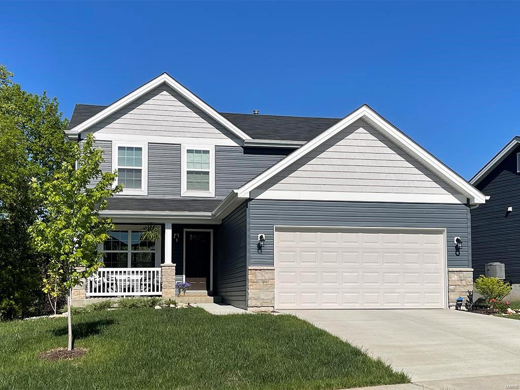 This brand new McBride Homes Berwick two story with 3BR, 2.5BA, and ready this Spring! This popular floor plan is perfect for entertaining, with a spacious family room, open kitchen layout with extensive cabinetry, and large dining area. Beautiful wood laminate flooring featured throughout the main level. Stainless steel GE appliances, level 4 painted white 42” tall cabinetry and a center kitchen island with extended breakfast bar in kitchen. Spacious family room features ceiling fan and large windows. Upstairs features master suite with walk in closet, plus private bath with double sinks, 5ft walk-in shower, linen closet, and large window. Two additional bedrooms and full bath upstairs, plus second floor laundry. ¾ bath rough in at basement and much more! Fox Creek is a beautiful new construction community just minutes from Gravois Bluffs. Enjoy peace of mind with McBride Homes’ 10 year builders warranty and incredible customer service! Similar Home Photos Shown.