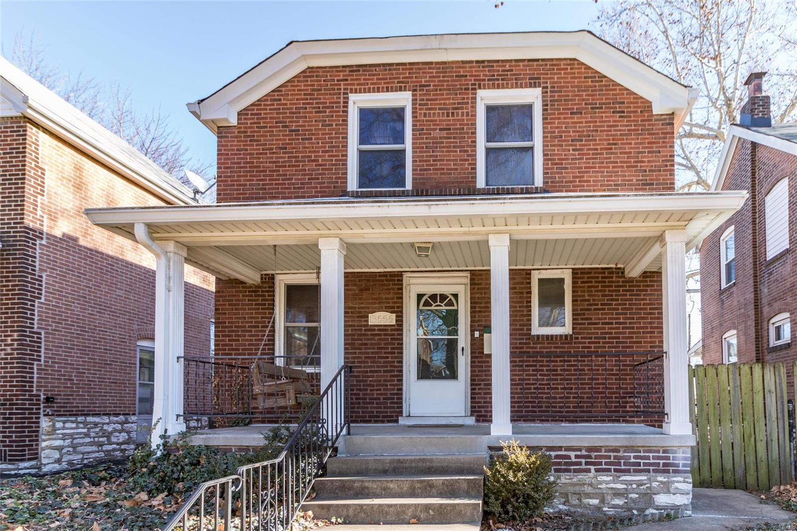 BACK ON MARKET AT NO FAULT OF SELLERS! Well-maintained 2 story brick home in the Gravois Park Neighborhood w/over 1,200 sq ft of living space. Main level features a Living & Dining Room freshly painted w/beautiful hardwood floors & built-in shelving, Half Bathroom & a Kitchen w/plenty of cabinet space, Gas Range & Dishwasher. Wooden staircase leads upstairs to 2 spacious Bedrooms & a Full Bathroom w/clawfoot tub & linen closet. Expansive Sunroom off Kitchen is perfect for entertaining. Dry basement w/finished bonus room for workout room/craft room. Large level lot, partially fenced w/gravel parking space for 2 cars. Several updates made by Seller during occupancy incl Windows (2005), Roof (2021), HVAC (2015), Dishwasher (2015). Occupancy Inspection completed & passed. Home Warranty incl. Swinging bench on front porch, Kitchen Refrigerator, Ring Doorbell/Security System & Mounted TV in Bedroom to remain. Don't let this opportunity for a charming & affordable home get away from you! Additional Rooms: Sun Room