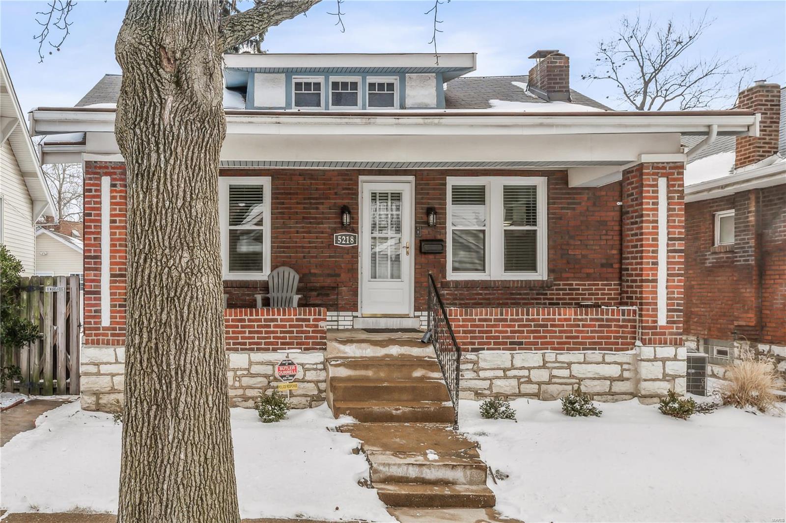 This updated Princeton Heights beauty is a must see for even the most discerning buyer. Positioned on a very quiet one way street yet a short walk to Macklind for pizza and sangria at Onesto's, Jovick Bros for burgers and Zoomies for coffee with your dog. Peaceful mornings await on the covered porch. Inside is the open living and dining room with gas fireplace and stained glass windows. All new kitchen has quartz counters, pantry and stainless appliances. Refrigerator stays. Cute updated bathroom with tile surround, spacious by South City standards! Nice primary bedroom large enough to accommodate a king sized bed and more. Darling second bedroom has a bay window and seat. Now...wait until you see the park-like fenced yard on an oversized lot with stone pathways, landscaping and garage. What a dream for gardeners and pets! Clean walk about basement with high ceilings ideal for a home gym or workshop. Updates include: PVC plumbing, electric, windows '24, HVAC '19, water heater '20. Additional Rooms: Mud Room