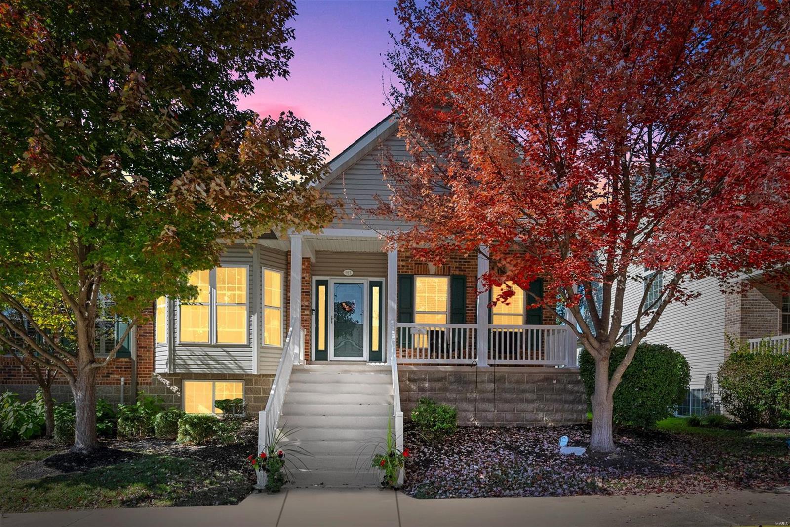 Pride of ownership is around every corner in this beautiful home! You'll be greeted by 9 foot ceilings & new beautiful luxury vinyl plank flooring, which by the way extends the entire 1st floor. The kitchen features 42" cabinets w/ crown molding, stainless steel appliances w/ refrigerator included in the sale, tile backsplash, center island w/ seating & new countertops. The primary bedroom features a coffered ceiling, walk-in closet & a peaceful view of the covered deck. The bath includes a double bowl vanity and separate tub & shower. Other features include a bay window in the great room, recessed lighting & arched doorways. The covered deck is a durable composite & has a roll down privacy/sun screen. The basement features a newer finished area w/ a large family, 1/2 bathroom, bedroom & two storage areas. The treadmill in basement is included if desired. Other updates include bathroom flooring, new roof, some paint & preventative duct cleaning & sanitizing. Duplicate listing #23067028