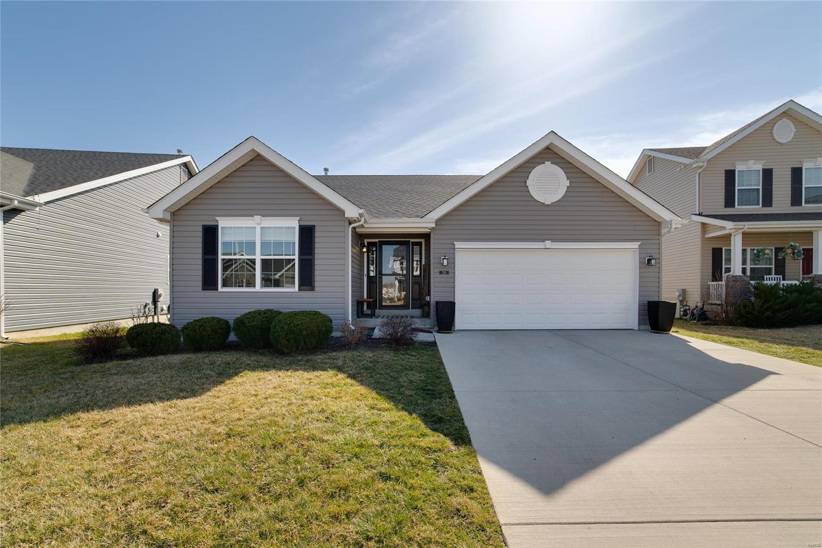 Welcome to this 3 Year New - Stunning Ranch with over 2000 sq ft of Living Space in the Desired Charlestowne Place Subdivision with 4 Bed/2 Bath/Finished Lower Level and More! Notice the Great Curb Appeal, Level Lot. Welcome Friends into Your Home on the Covered Front Porch! The Large Bedrooms are Unmatched along with the stunning Family Room with lots of Natural Light. The Kitchen is Large with White Cabinets, Charming Backsplash, Breakfast Bar and Pantry! You will love the Patio access with A LOT of Exterior Entertainment Space in the Aluminum Fenced Yard! The Master Suite will accommodate your large furniture with Walk-in Closet and ensuite Bath with Adult-height Vanity! The Lower Level is Professionally Finished and adds additional Rec Space and another Bedroom, plus a Rough In - Full Bath that just needs to be finished! This is a Golf Cart-Friendly Community that has a Pavilion, Lake & Walking Trails to enjoy! Close to New Towne, Parks, Historic Main Street and Schools!